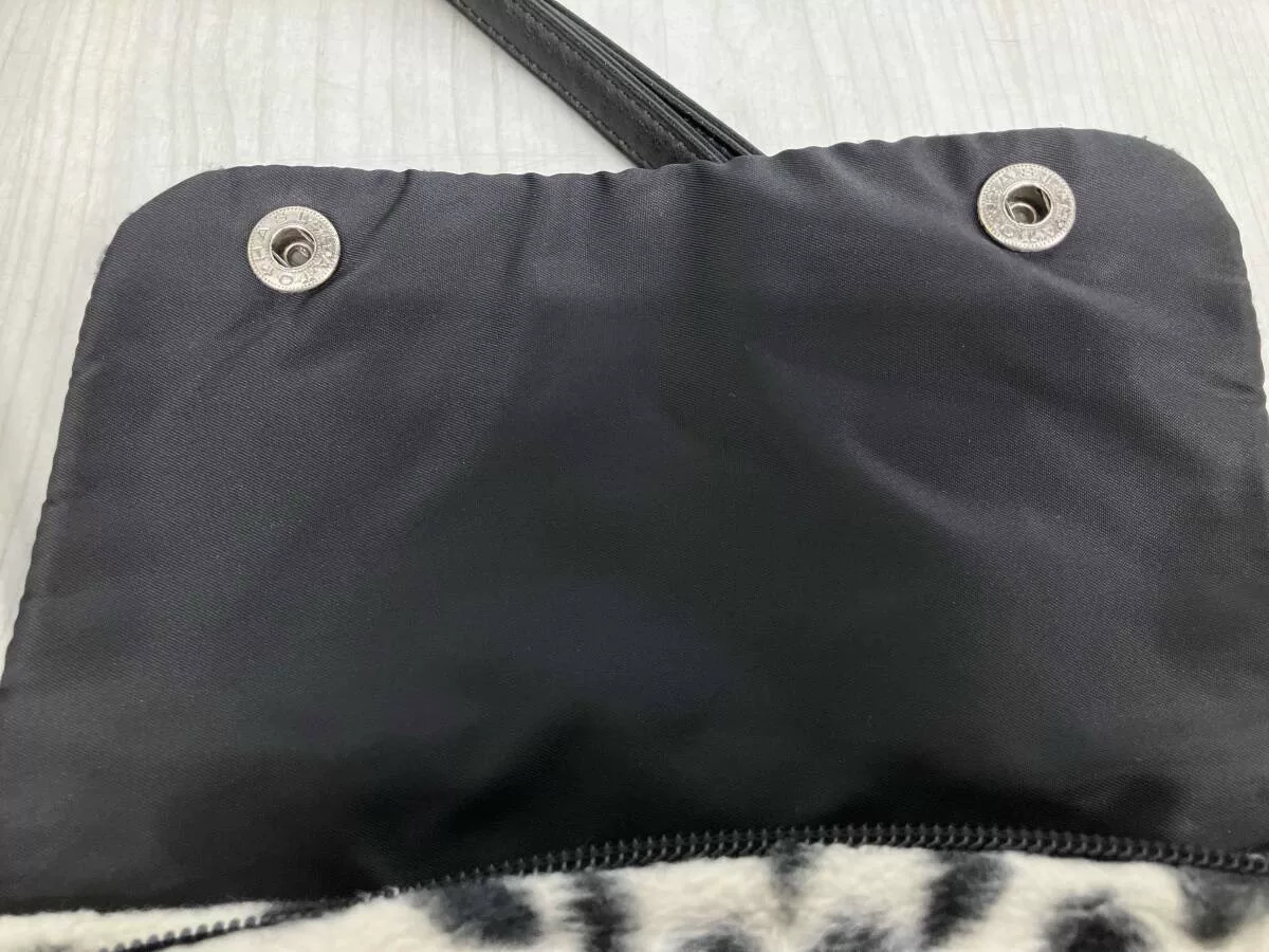 Porter Leopard Print Fluffy Shoulder Bag — label