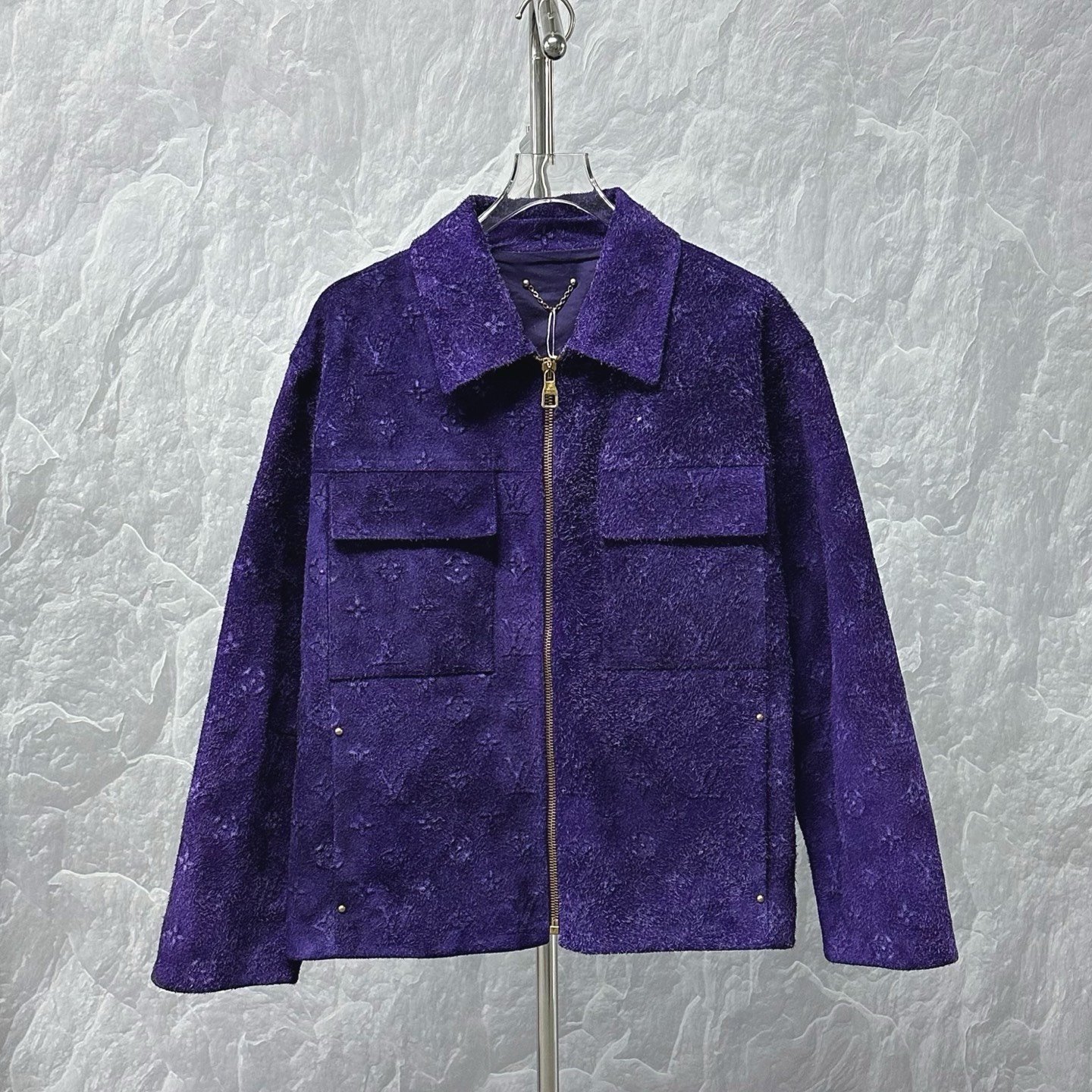 Louis Vuitton Embossed Monogram Suede Jacket
