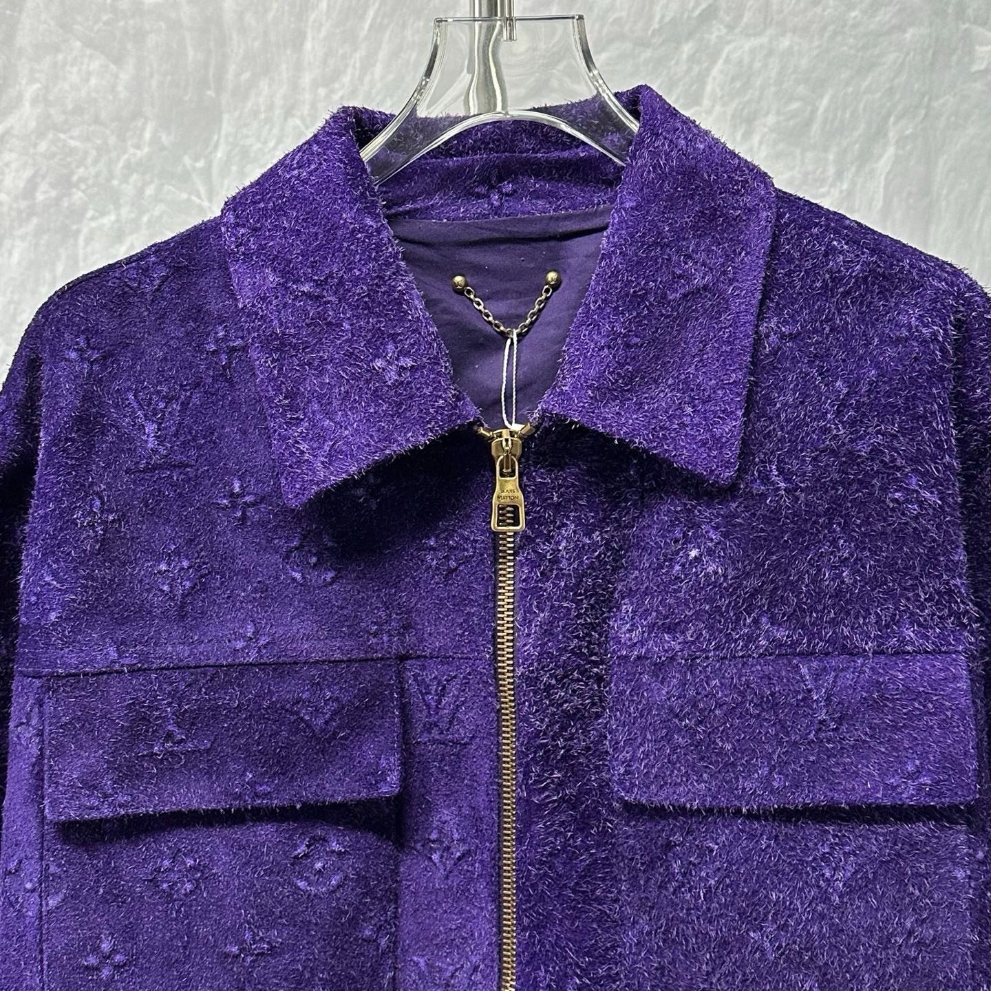 Louis Vuitton Embossed Monogram Suede Jacket — front
