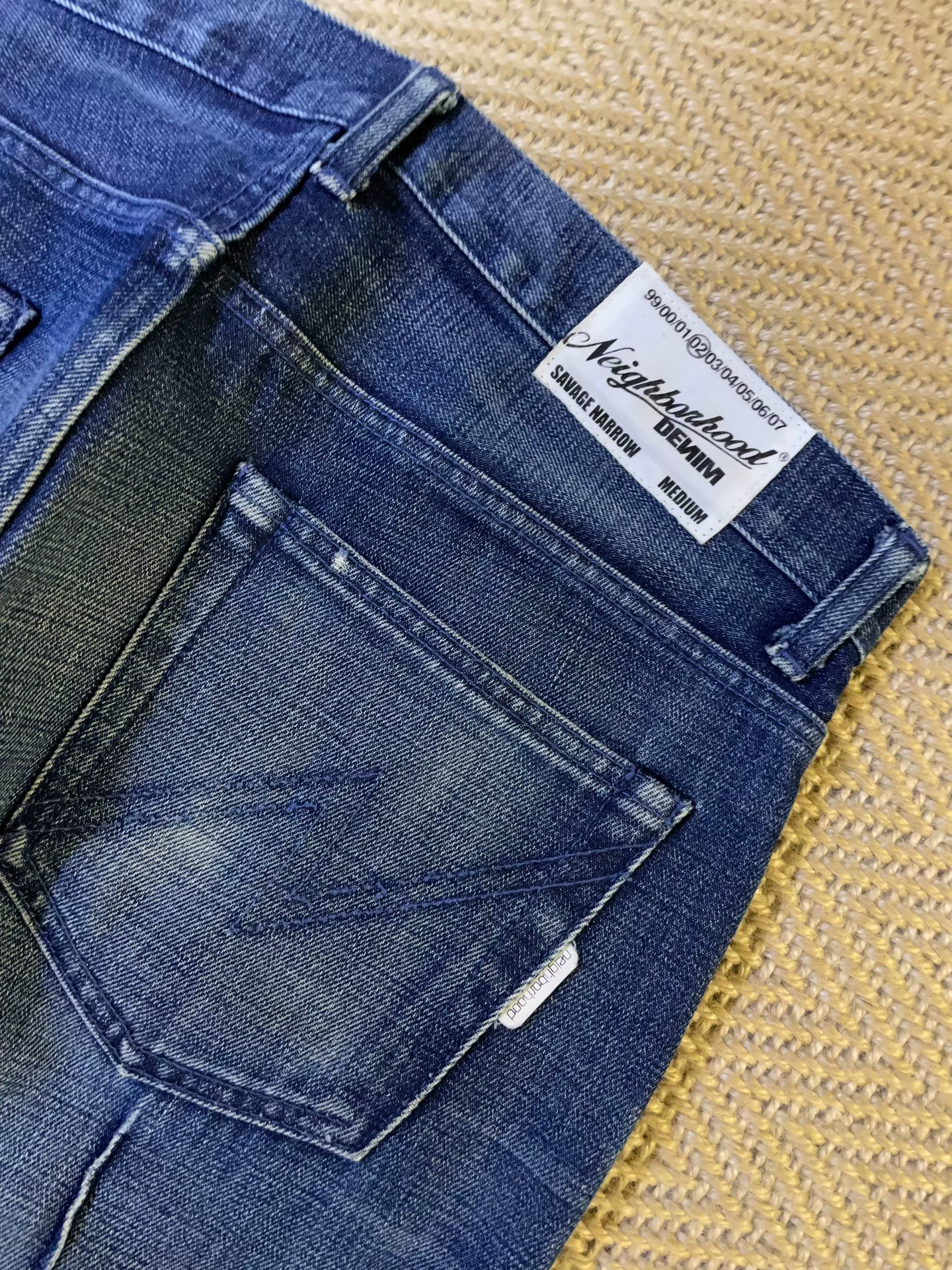 NEIGHBORHOOD Early Seam Washed Jeans — back