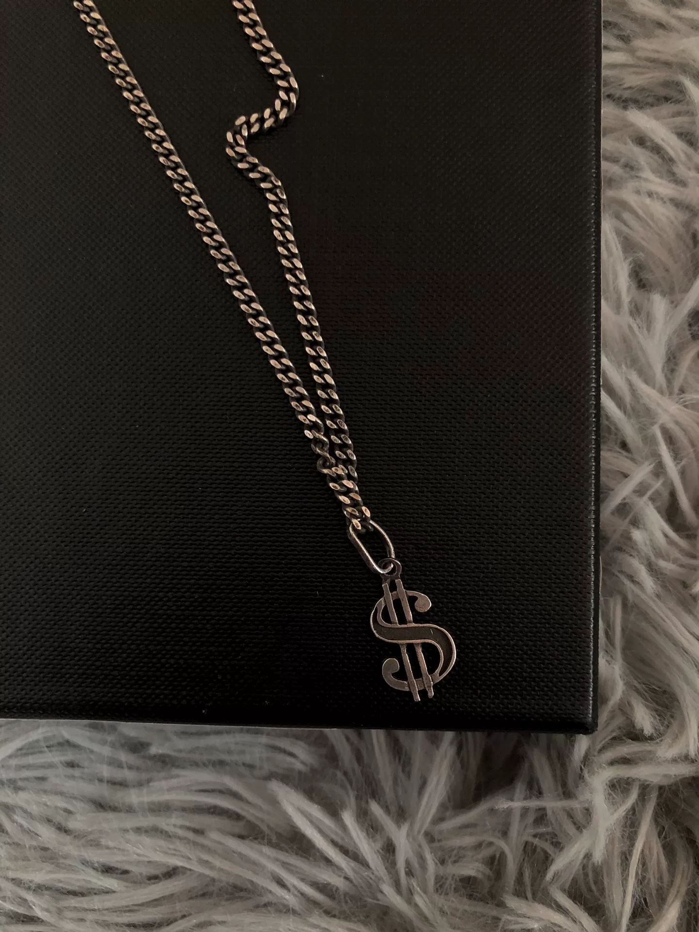 Saint Laurent 16SS Silver Music Note Necklace — front