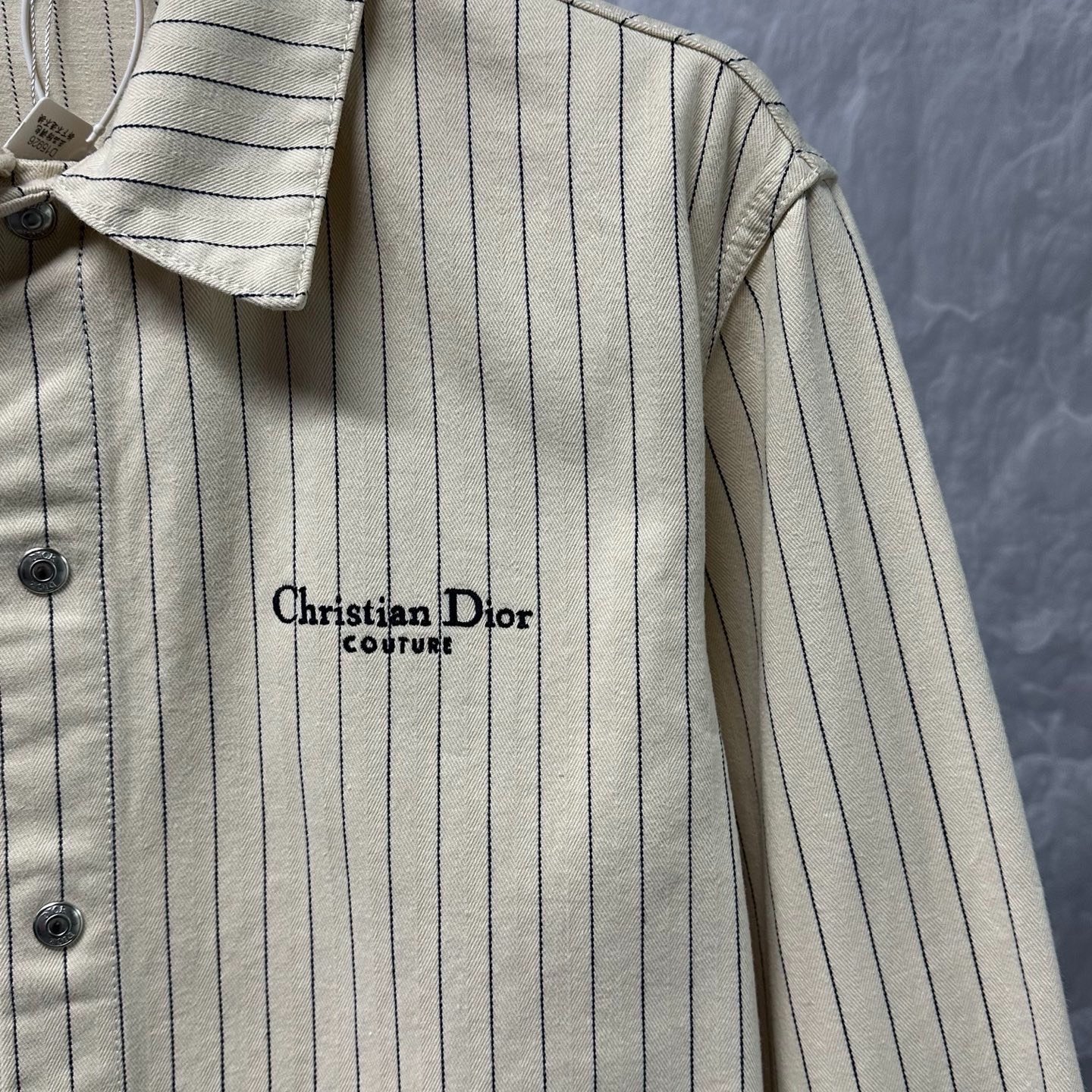 Dior Beige Striped Shirt Jacket — back