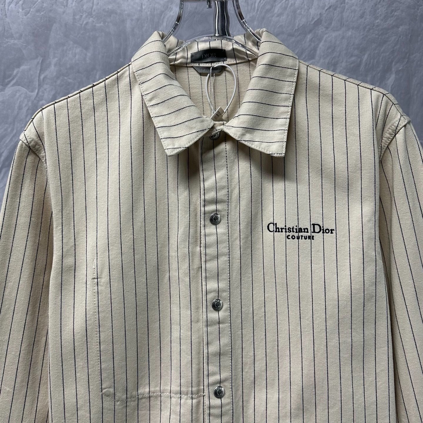 Dior Beige Striped Shirt Jacket — detail