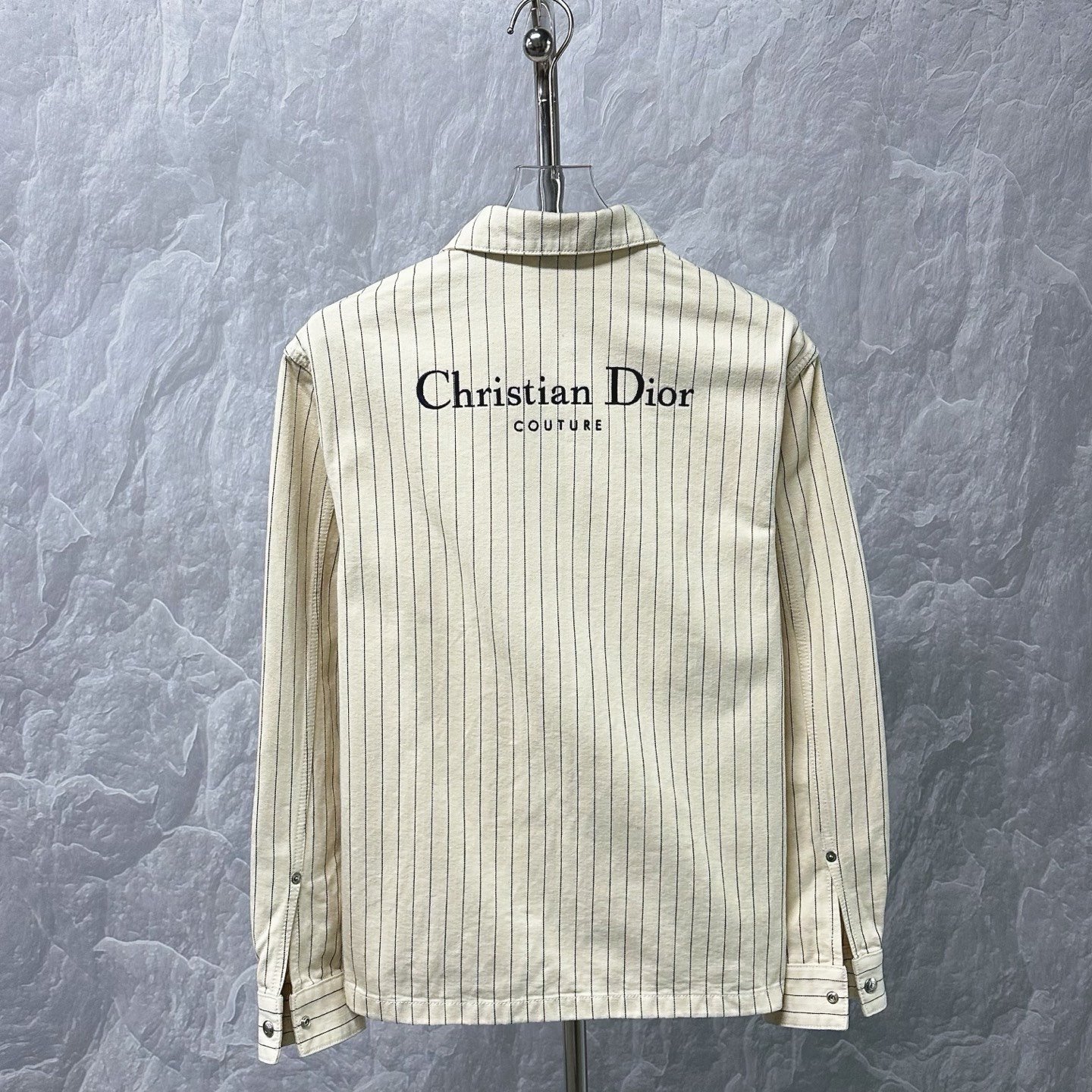 Dior Beige Striped Shirt Jacket — front