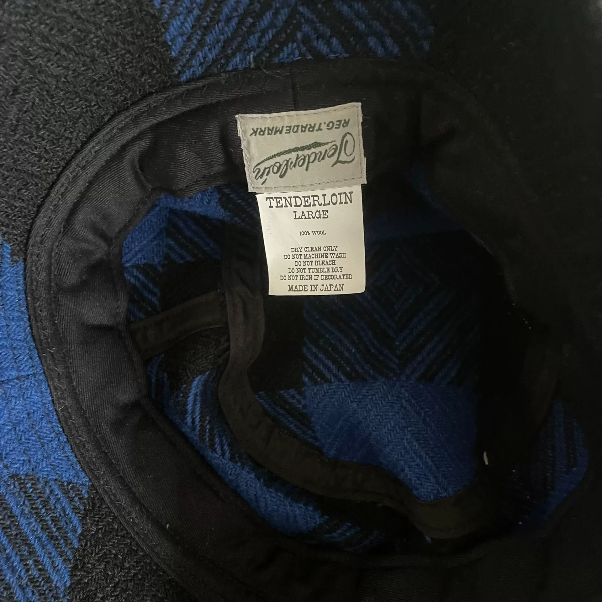 Tenderloin Blue Plaid Wool Bucket Hat — front