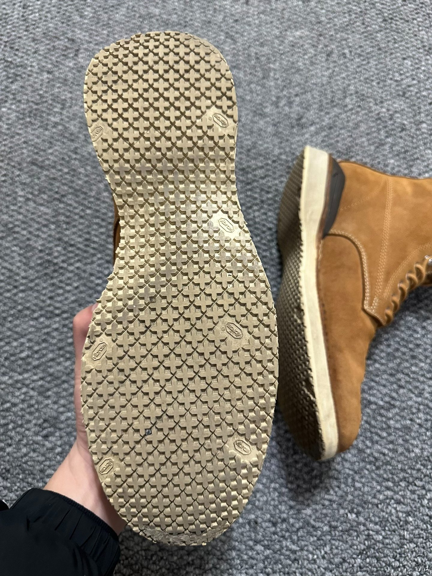 visvim virgil brown suede boots — detail