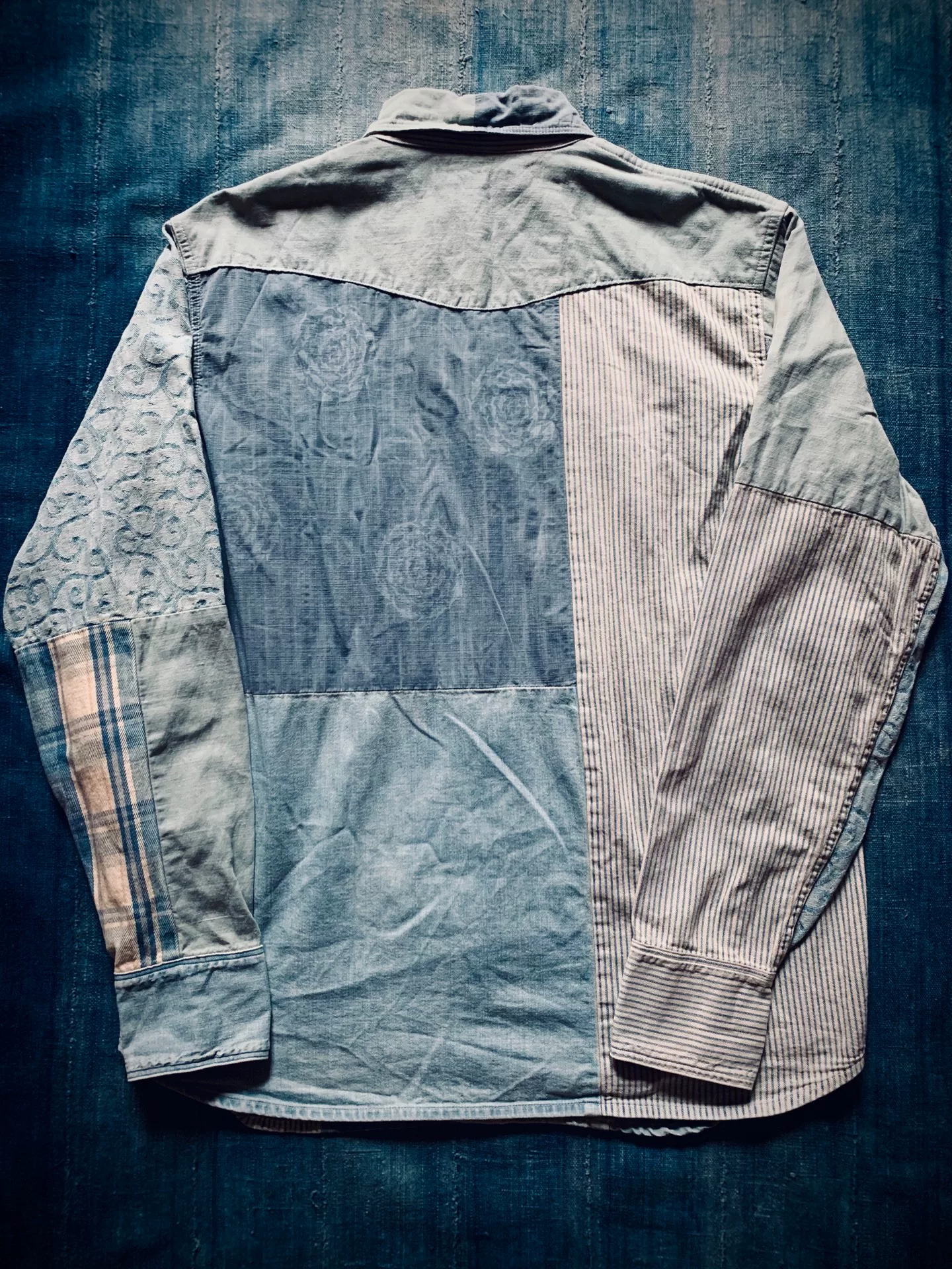 Kapital Veggie Dye Patchwork Denim Shirt — front