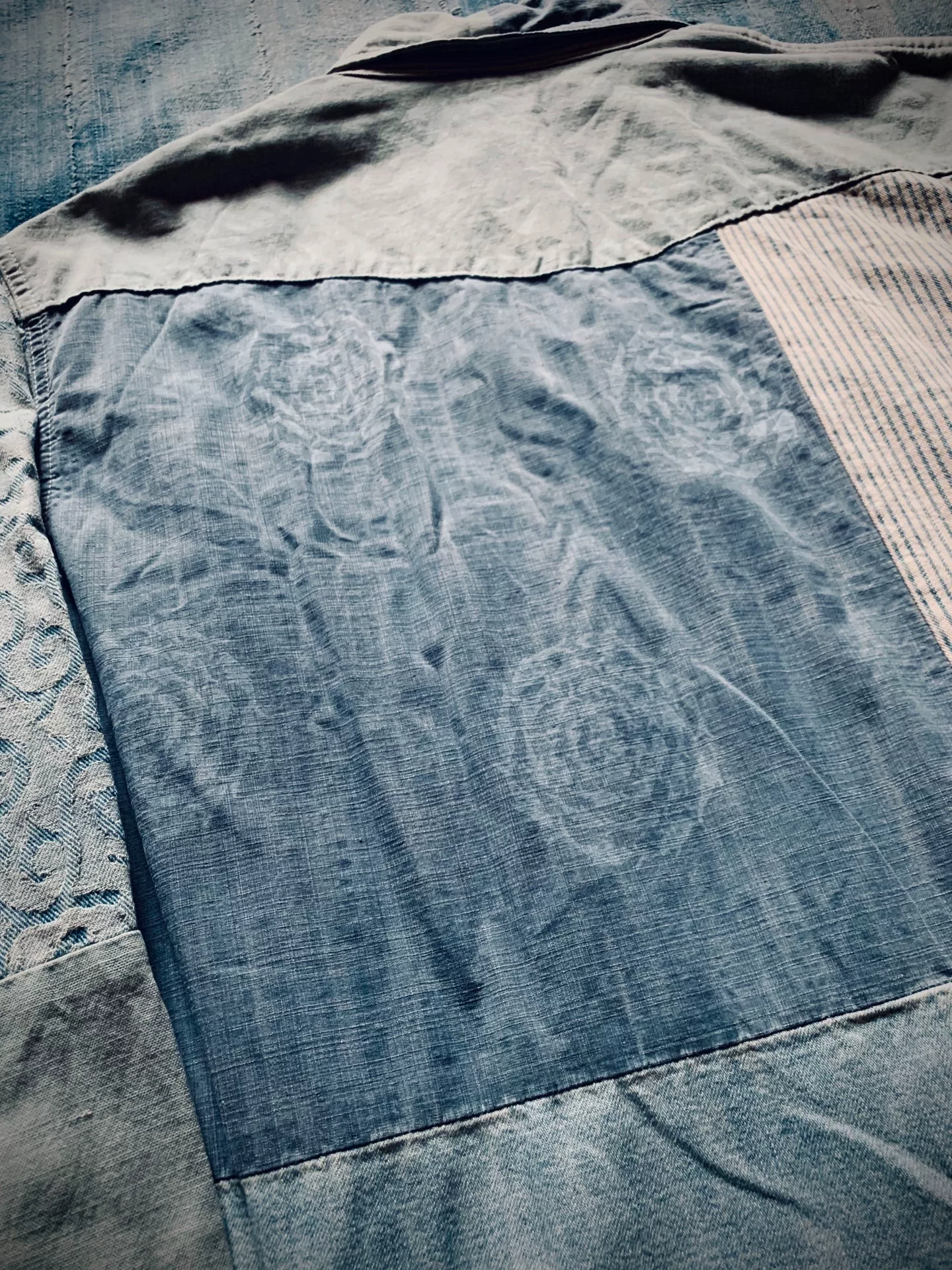 Kapital Veggie Dye Patchwork Denim Shirt — back