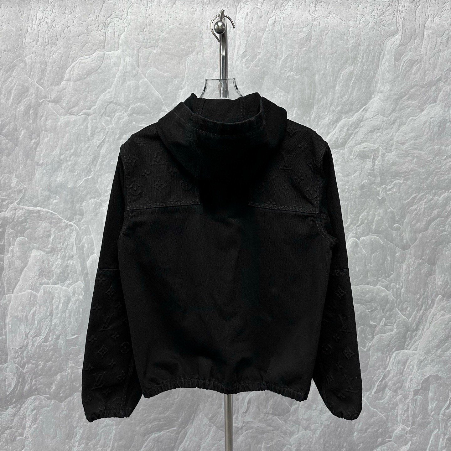 Louis Vuitton Embossed Zip Hooded Denim Jacket — back