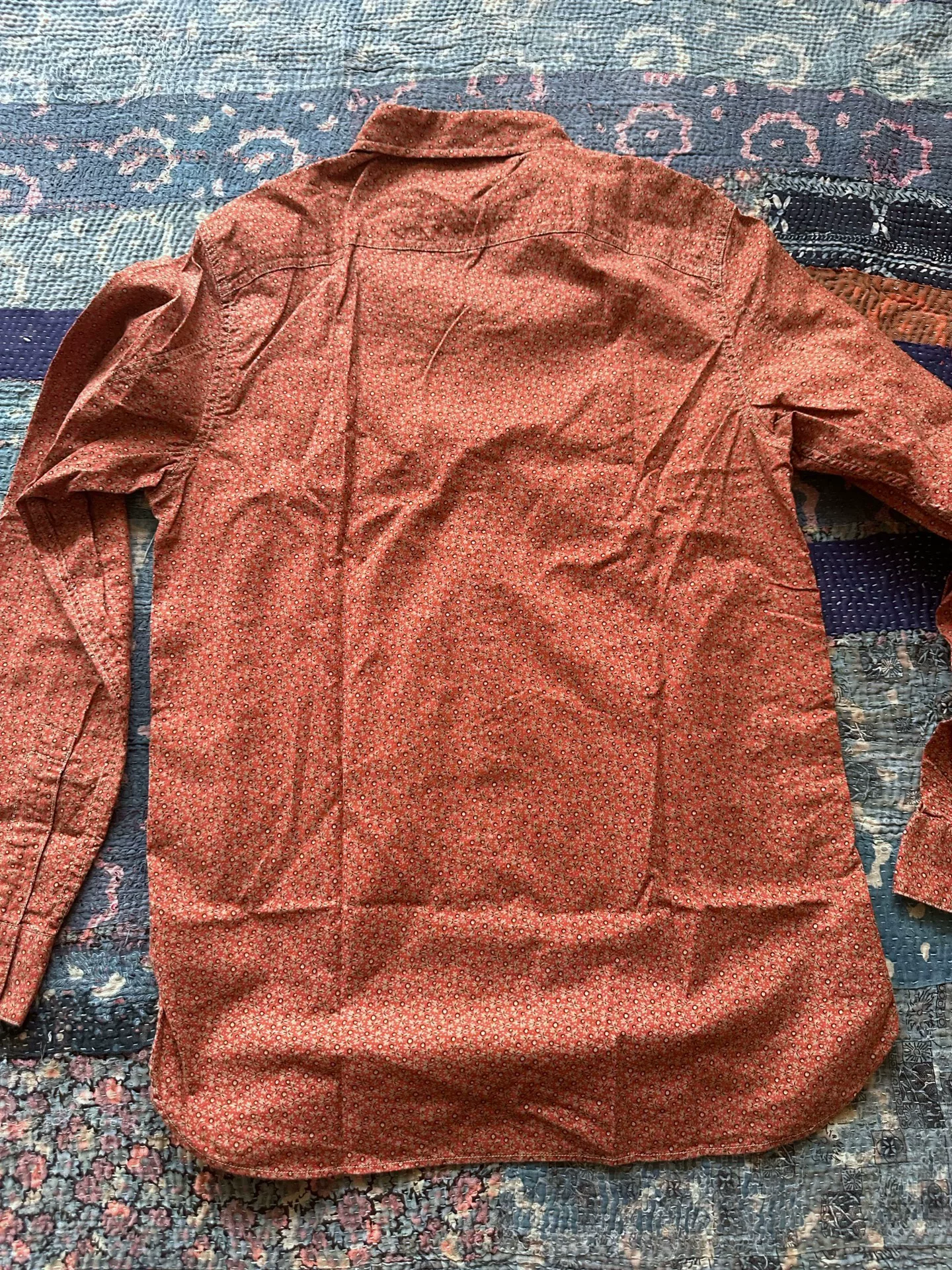 RRL Orange Polka Dot Floral Shirt — front