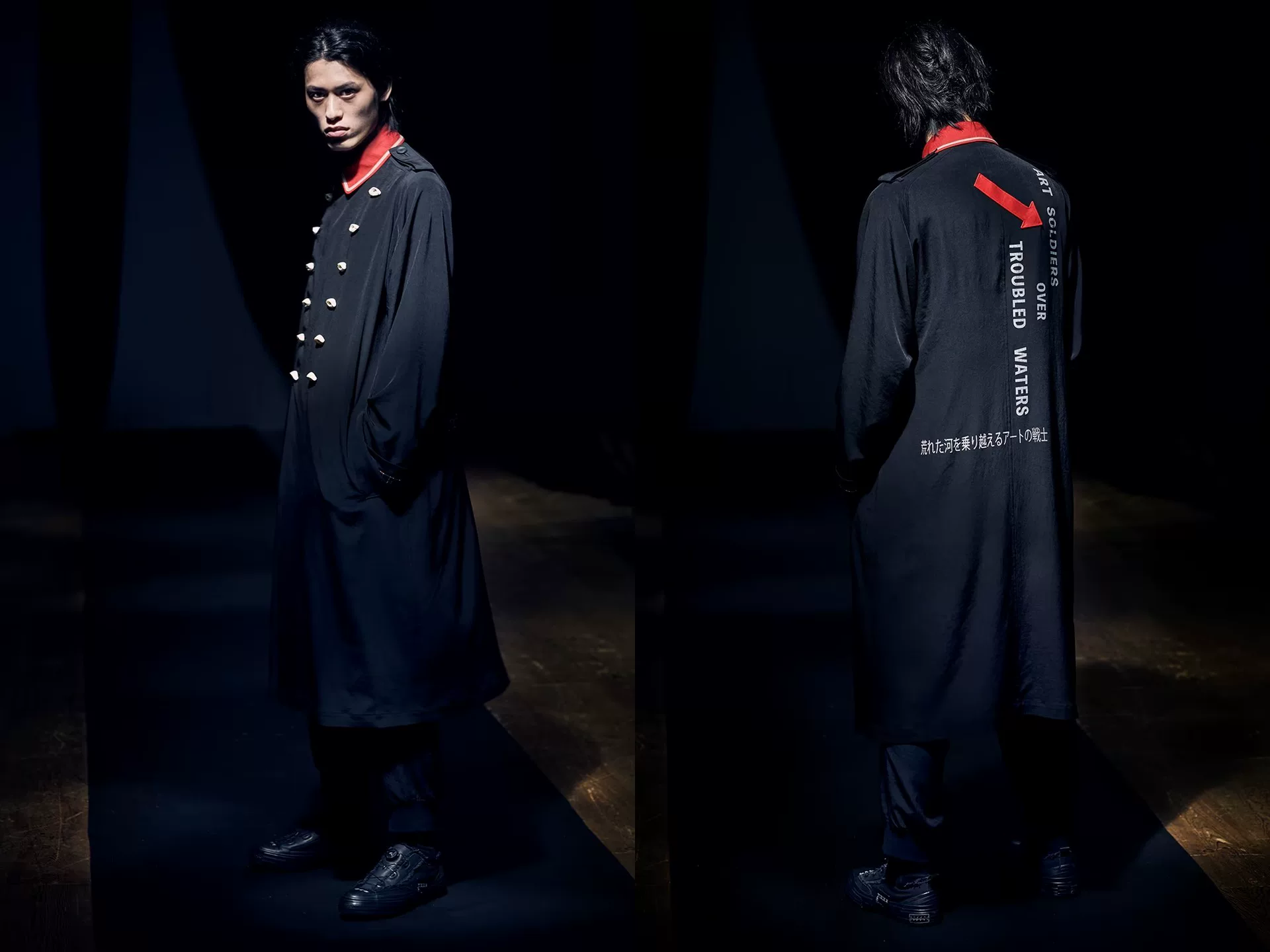 Yohji Yamamoto 21SS Red Collar Napoleon Coat — label