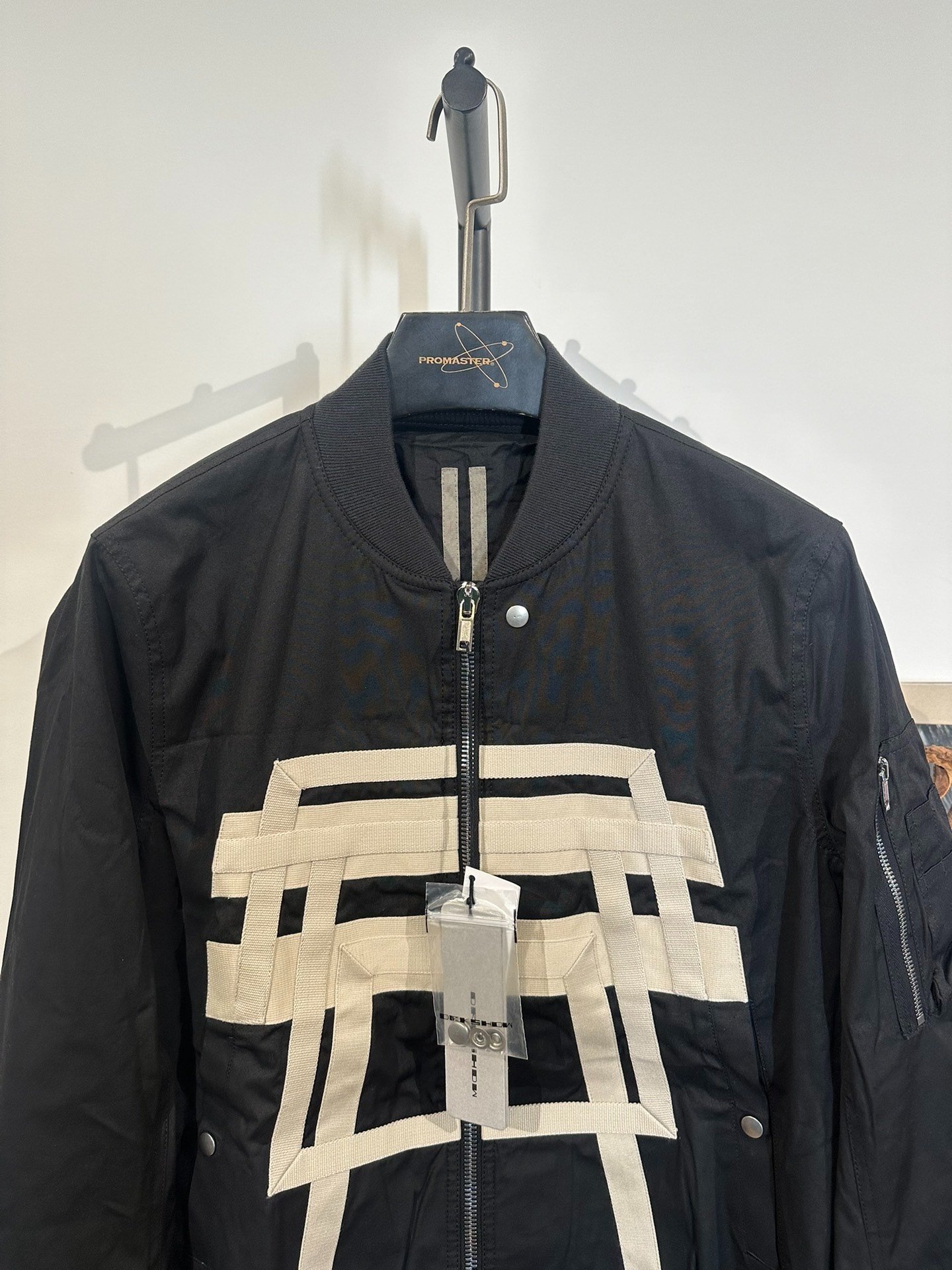 Rick Owens Woven Tape Flight Jacket — detail