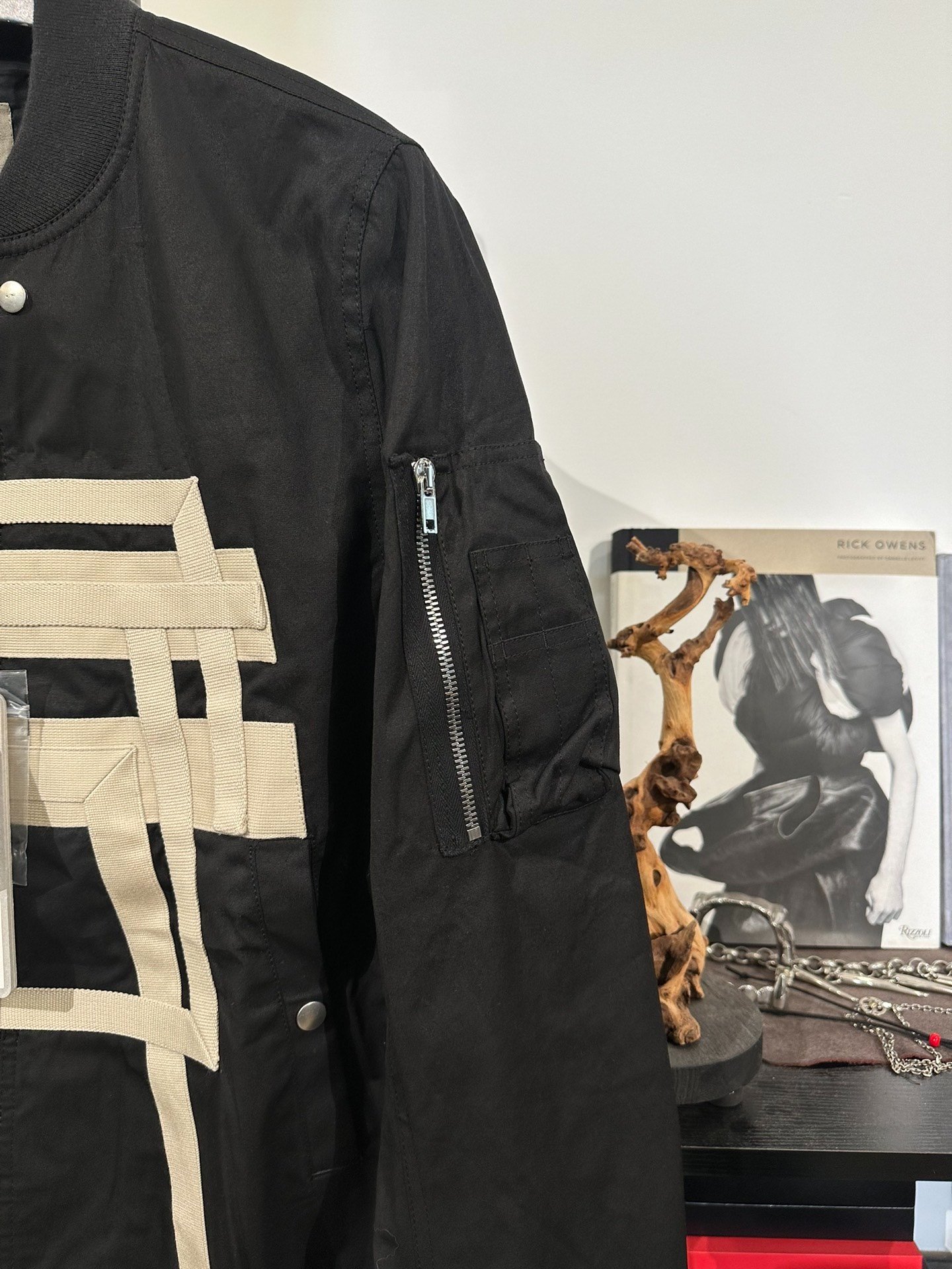 Rick Owens Woven Tape Flight Jacket — back