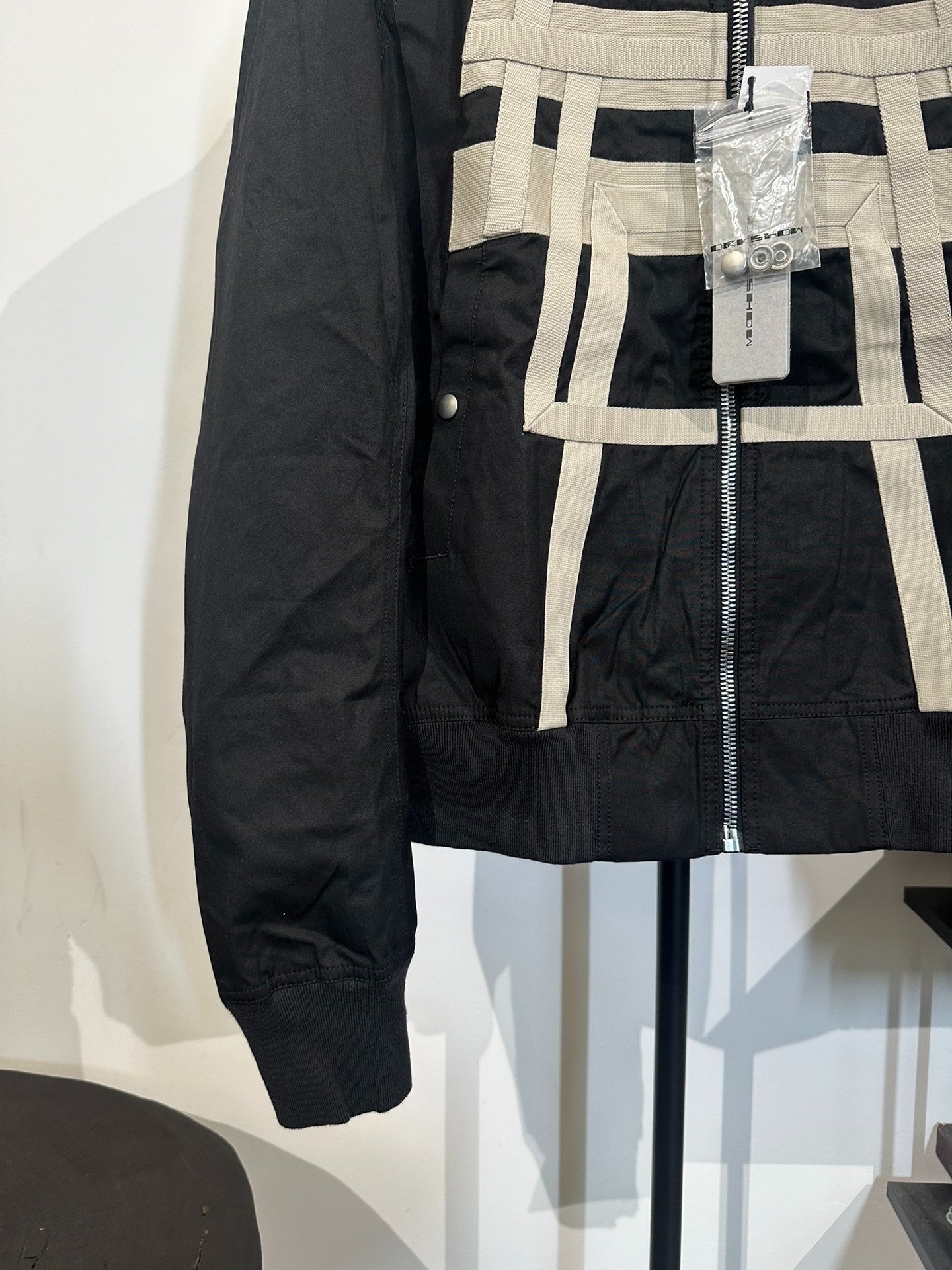 Rick Owens Woven Tape Flight Jacket — label