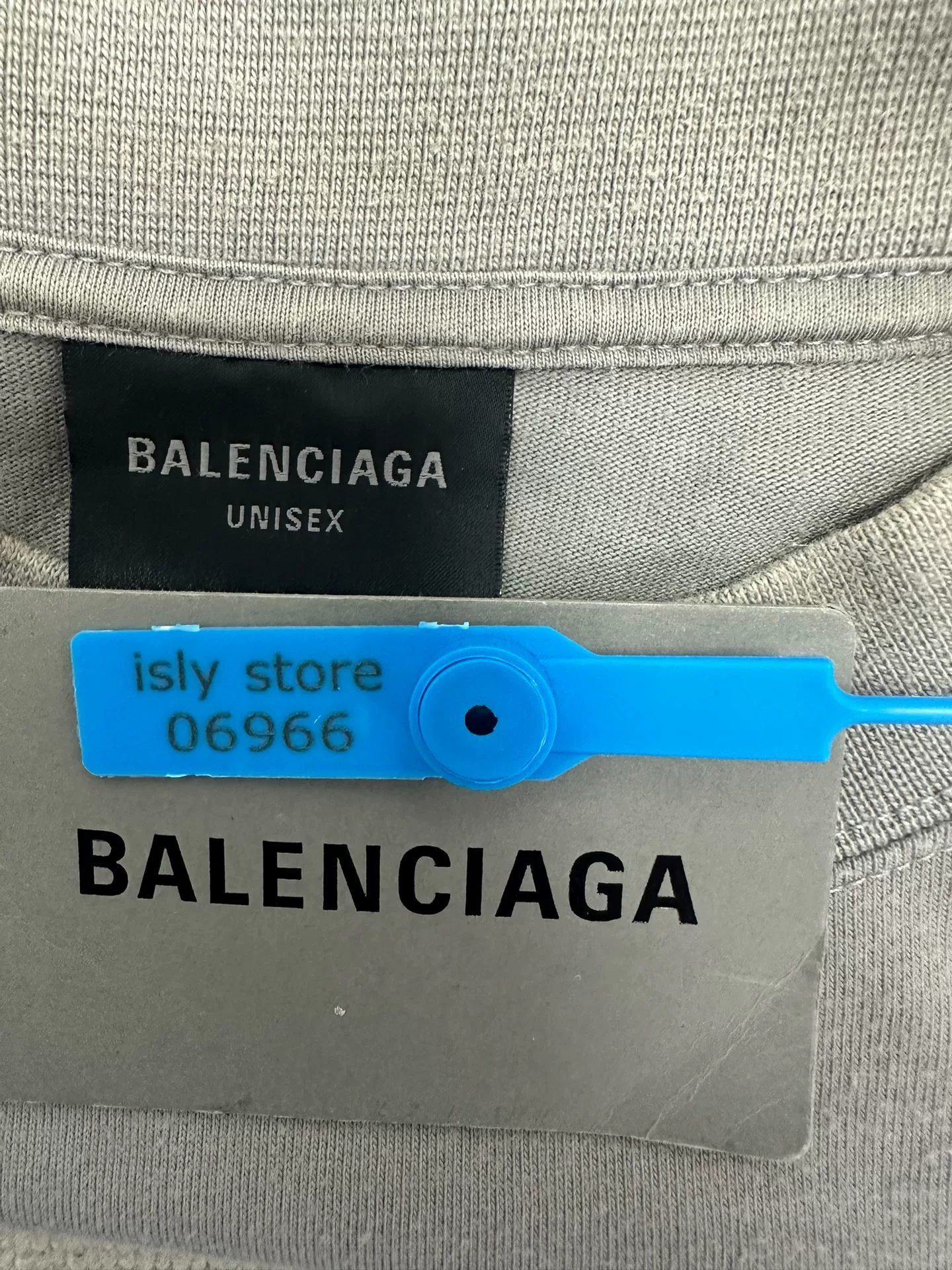 Balenciaga Gray Logo Print Crew Neck T-Shirt — back