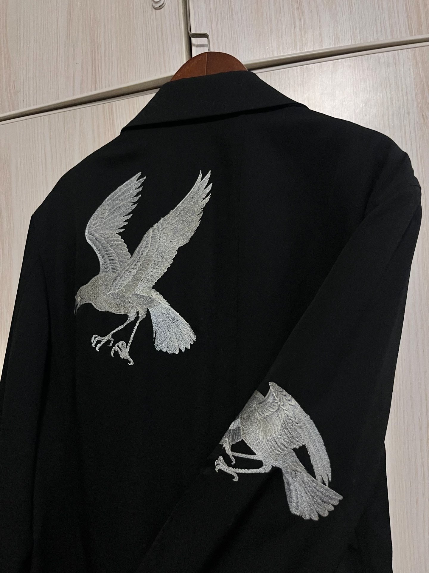 Yohji Yamamoto Embroidered Crow Coat — back