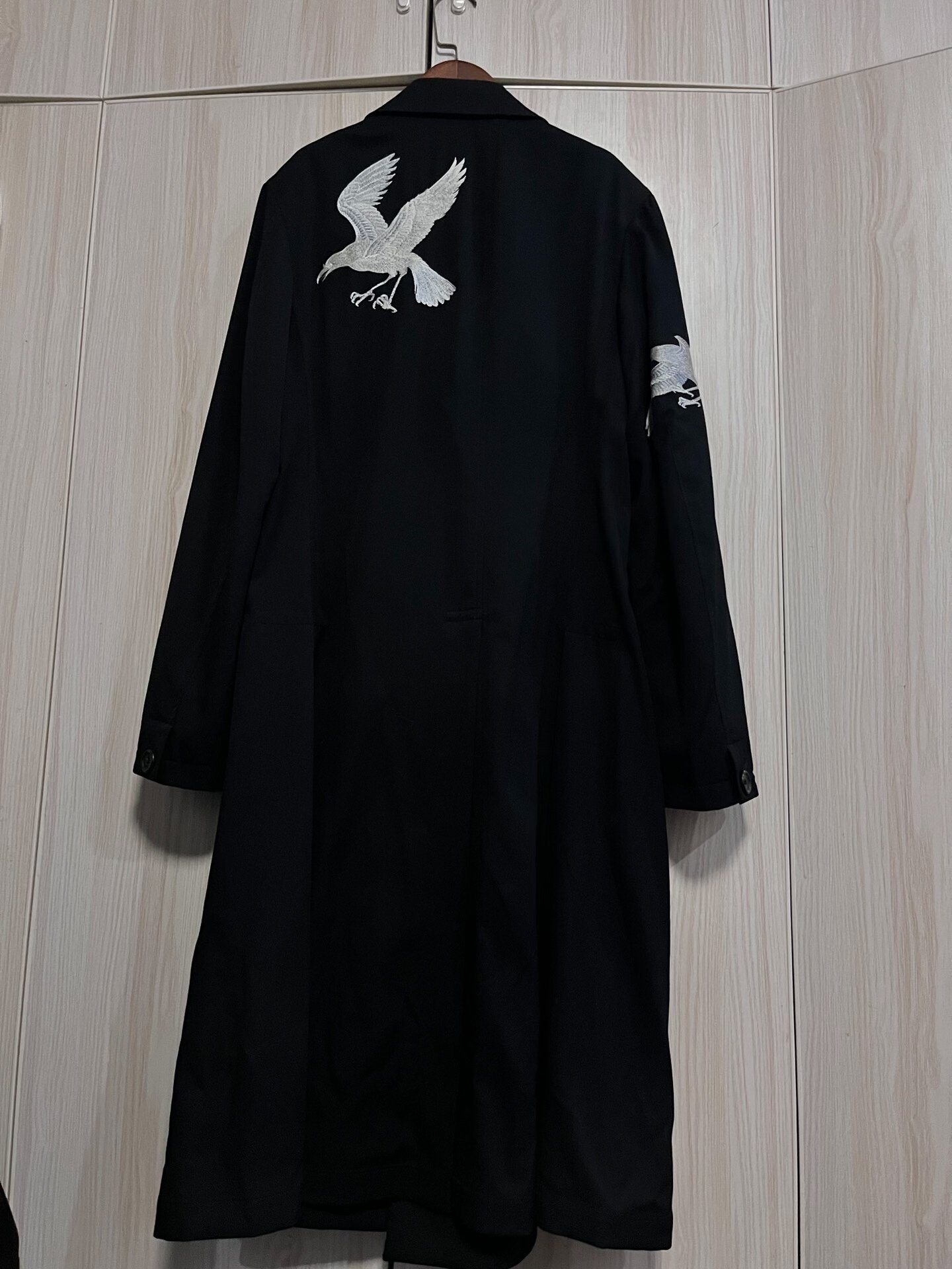 Yohji Yamamoto Embroidered Crow Coat — front