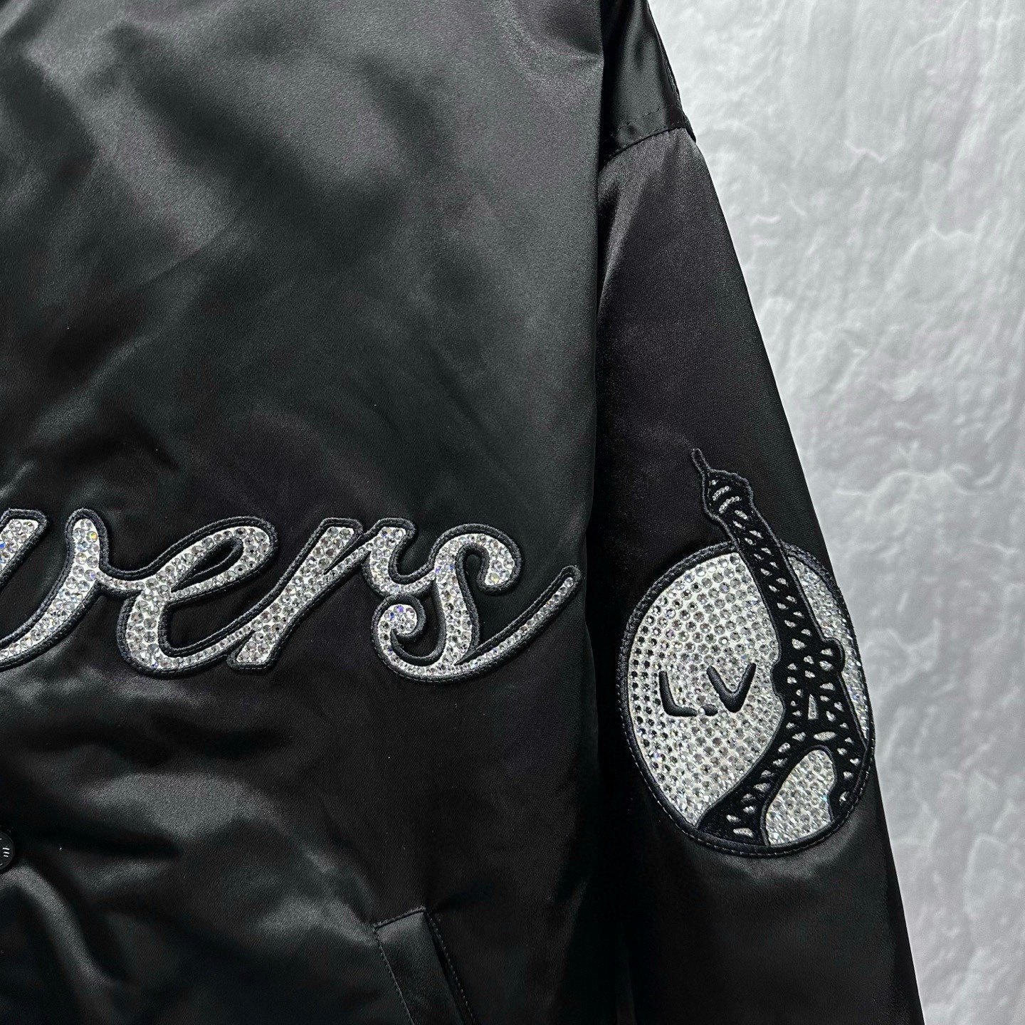 Louis Vuitton SS24 Rhinestone Letter Jacket — detail