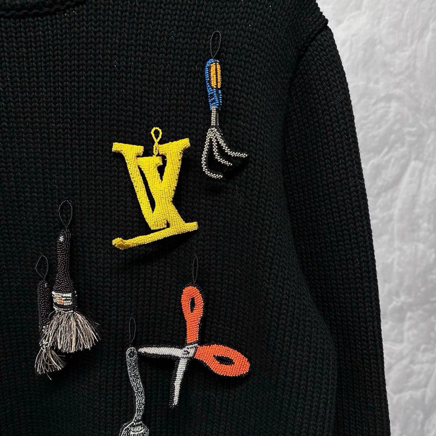 Louis Vuitton LV Beaded Logo Knit Sweater — detail