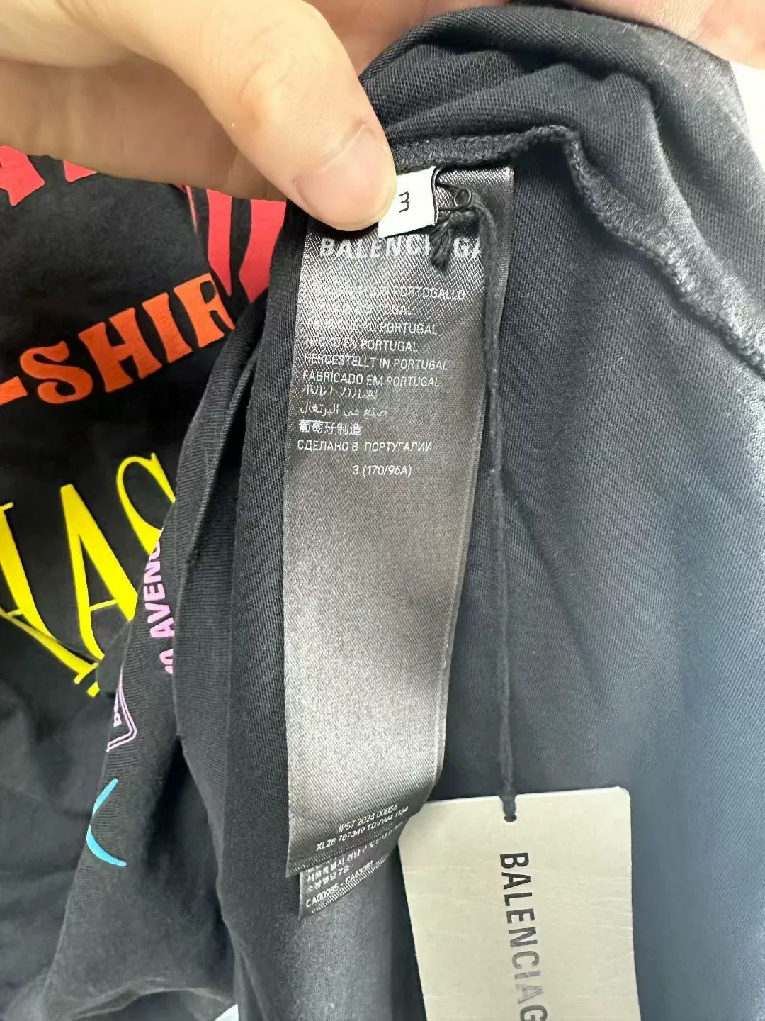 Balenciaga Colorful Logo Black Short-Sleeve T-Shirt — back