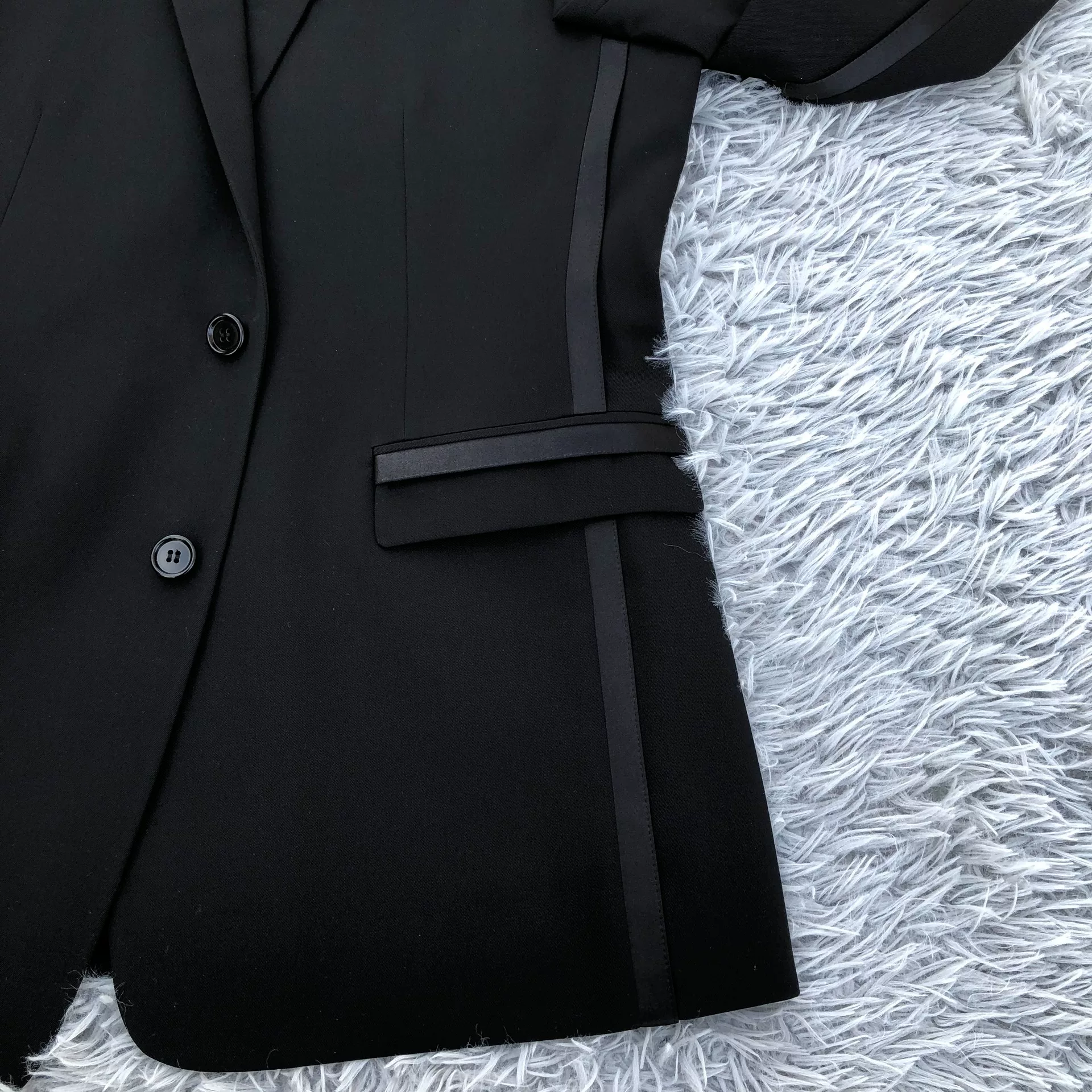 Dior Homme 18FW Black Leather Patch Suit — front