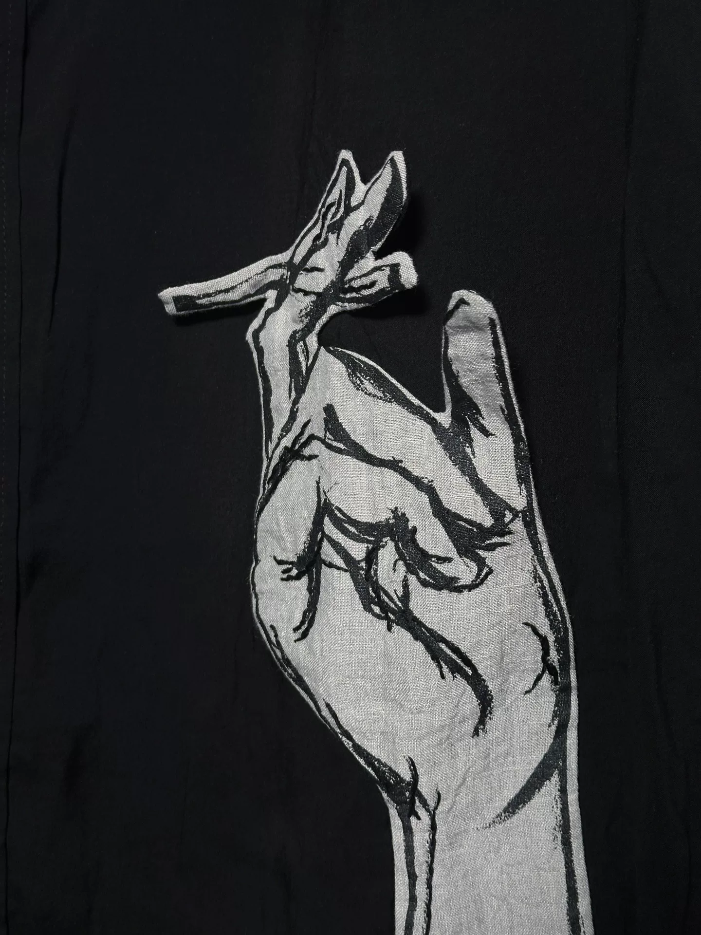 Yohji Yamamoto 22SS Eye Hand Print Shirt — label
