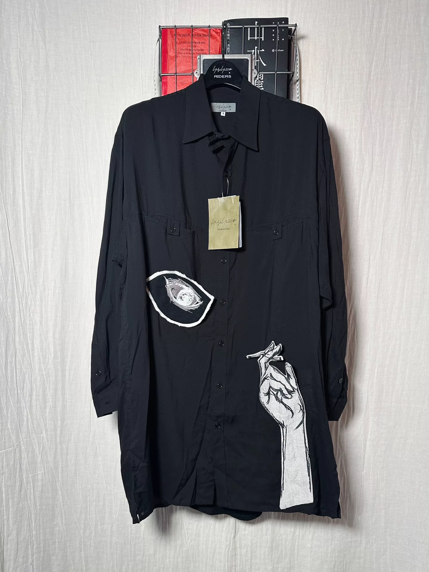 Yohji Yamamoto 22SS Eye Hand Print Shirt — detail