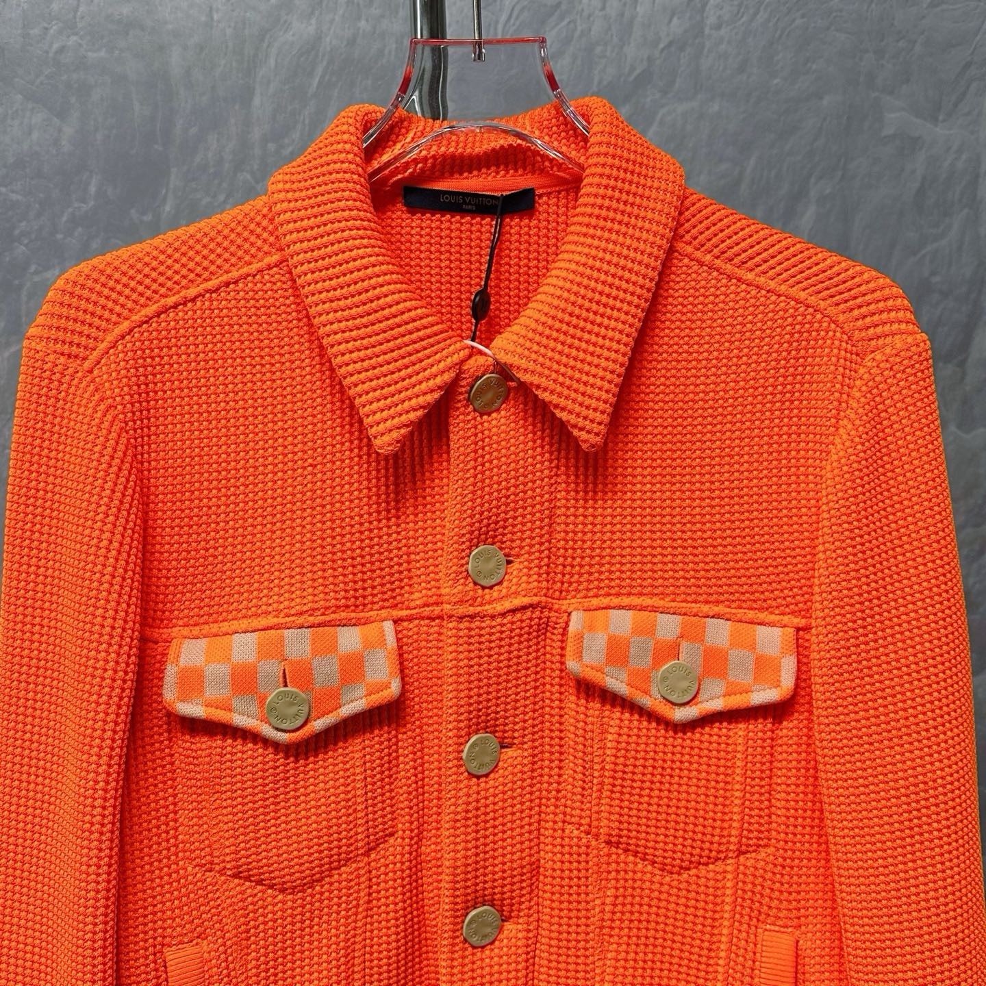 Louis Vuitton Fluorescent Orange Checkerboard Knit Jacket XS — front