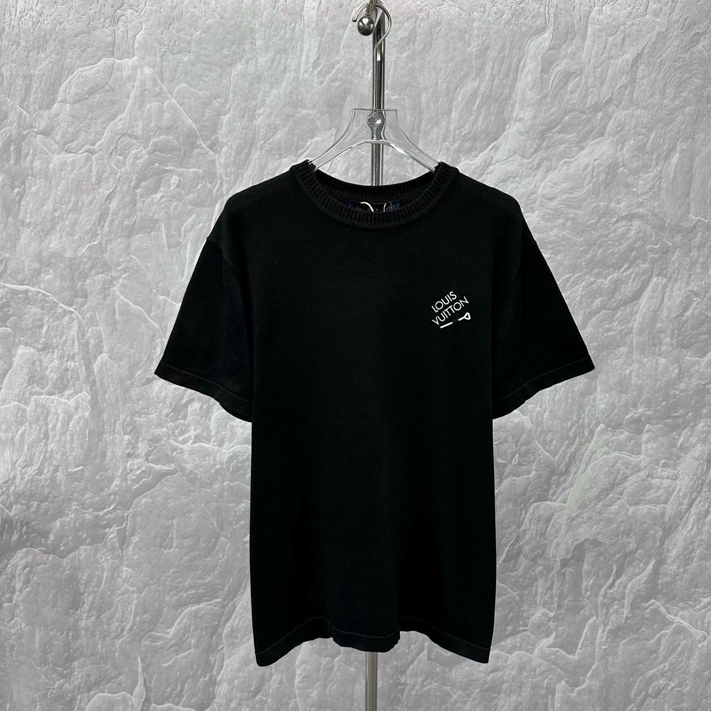 Louis Vuitton Black Embroidered Knit Top — front