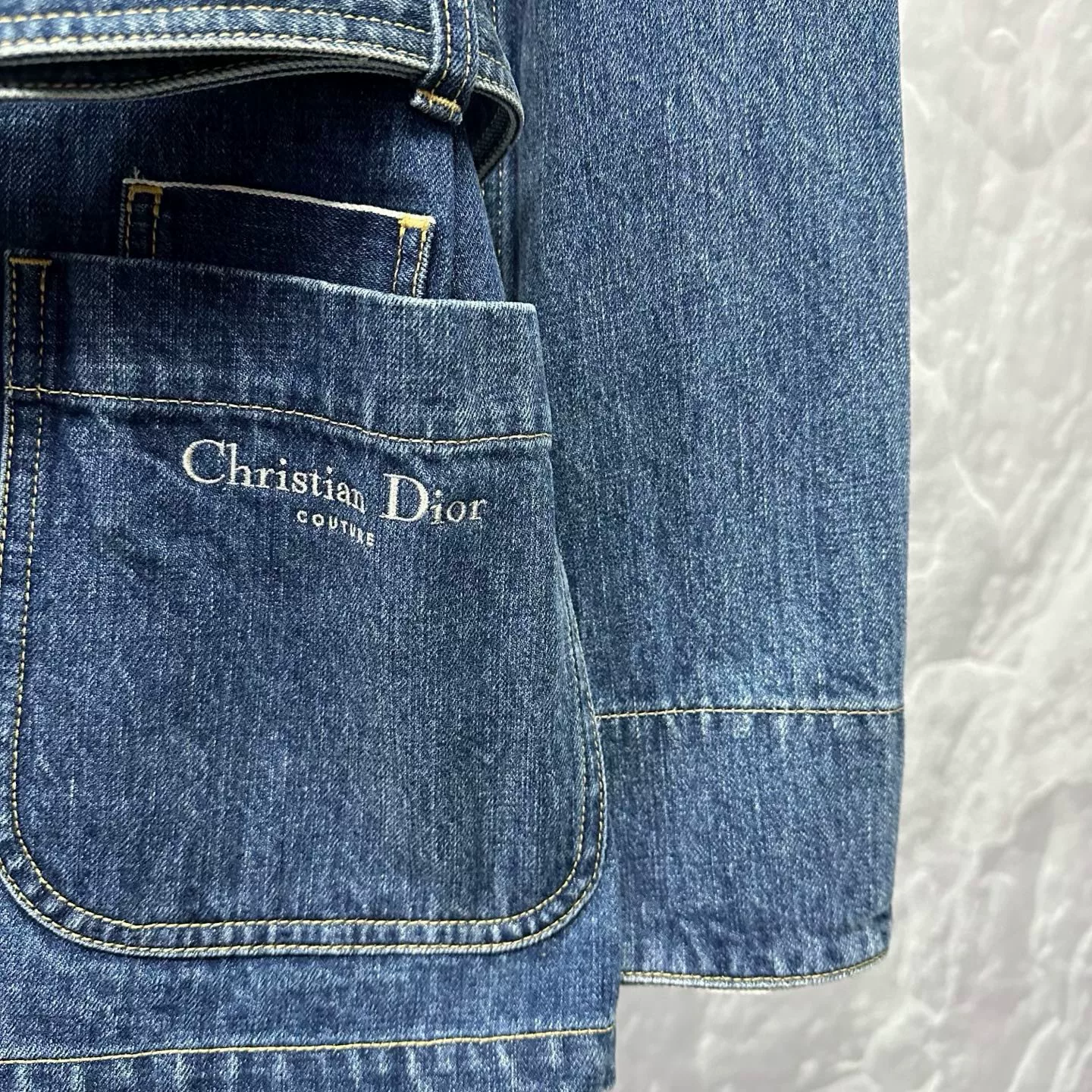 Dior Blue Oversized Denim Jacket with Belt — detail