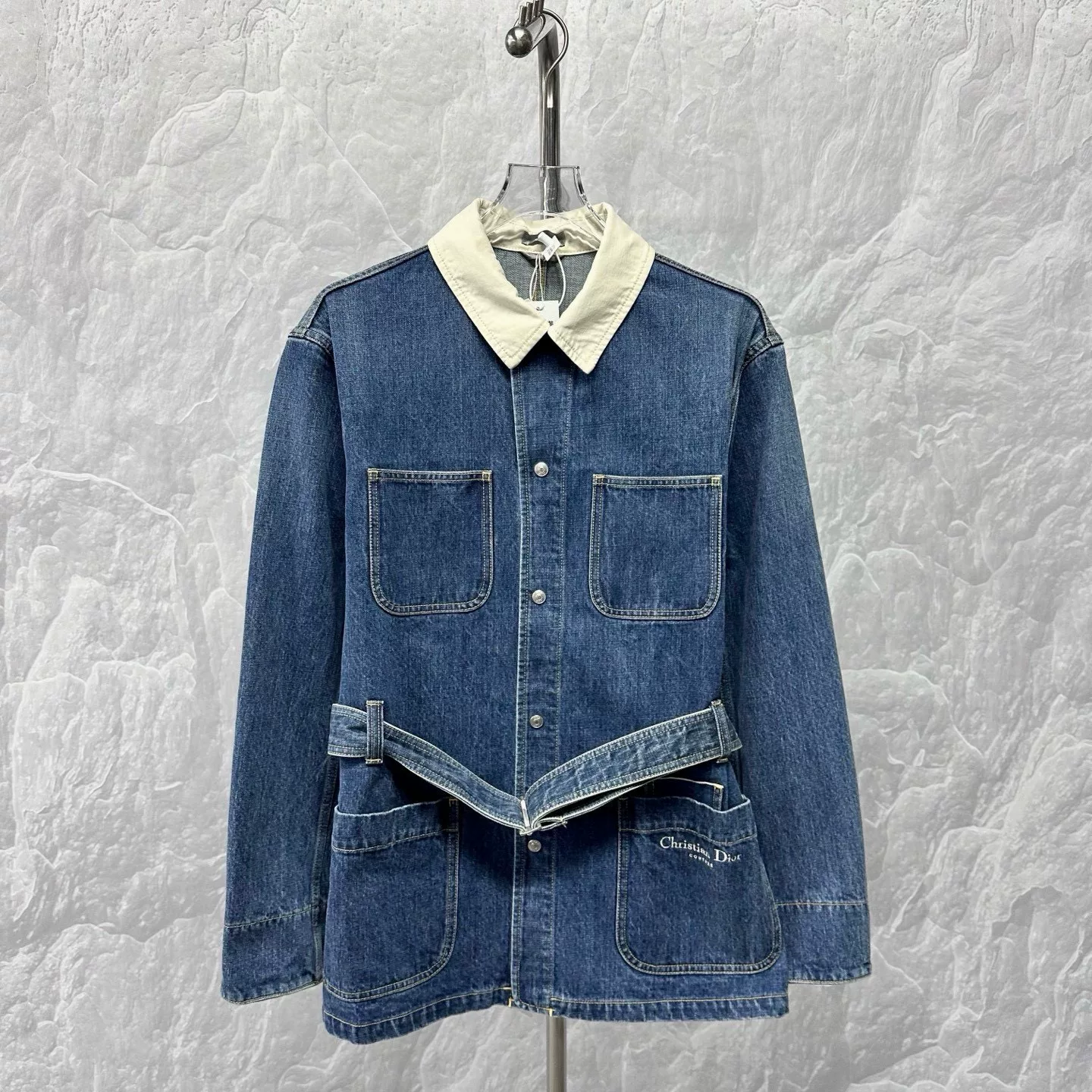 Dior Blue Oversized Denim Jacket with Belt