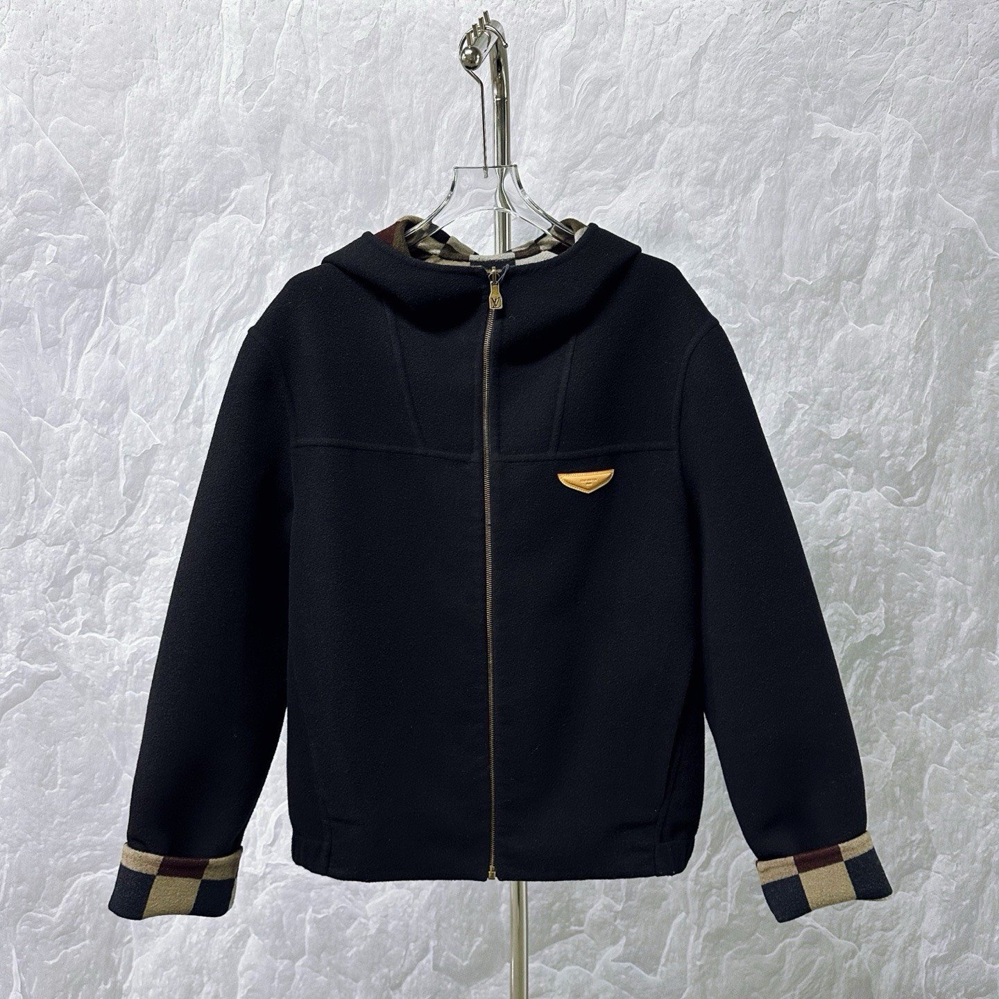 Louis Vuitton Reversible Checkered Wool Hoodie — detail