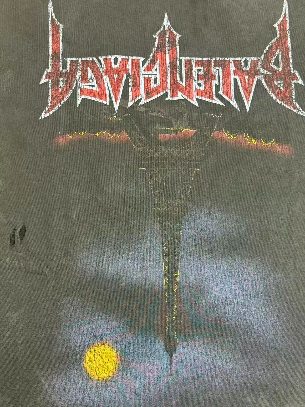 Balenciaga Gothic Print Crewneck T-Shirt — detail
