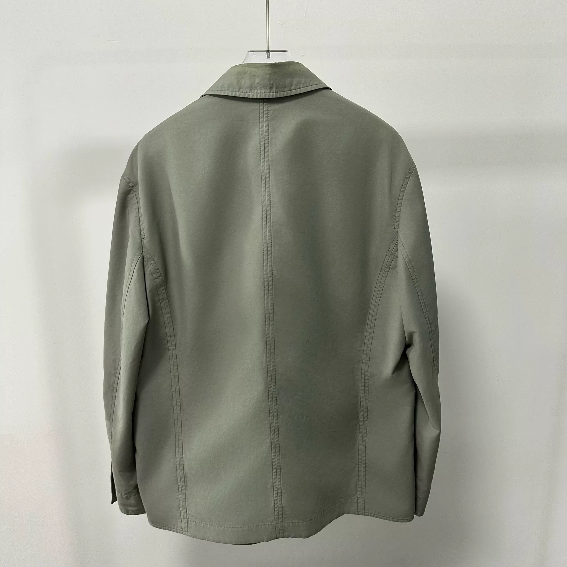Dior Gray-Green Lapel Utility Jacket — detail