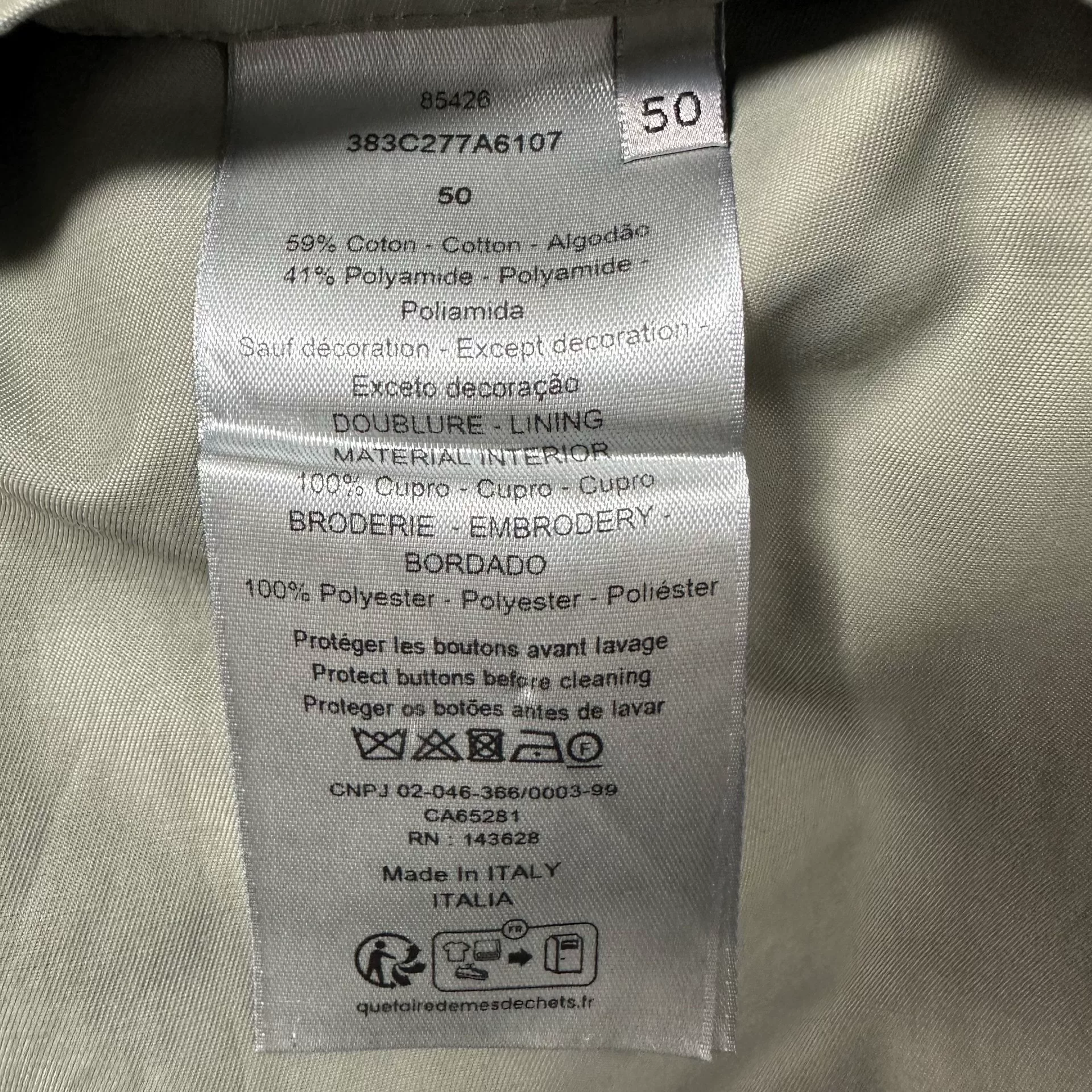 Dior Gray-Green Lapel Utility Jacket — label