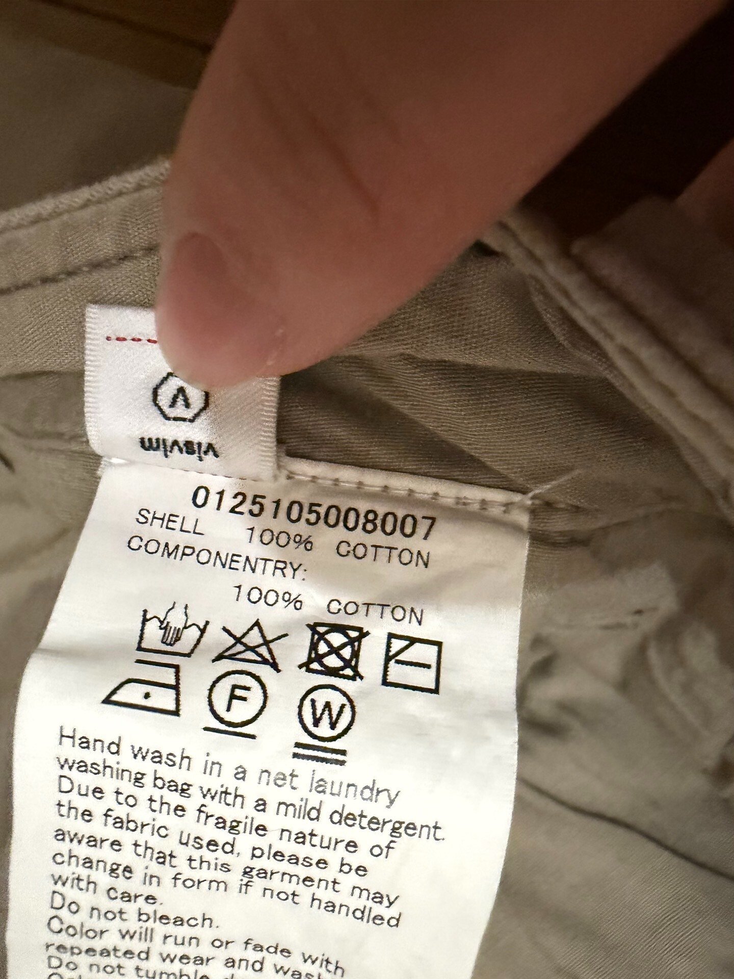 VISVIM WIDE CHINO PANTS CRASH — label