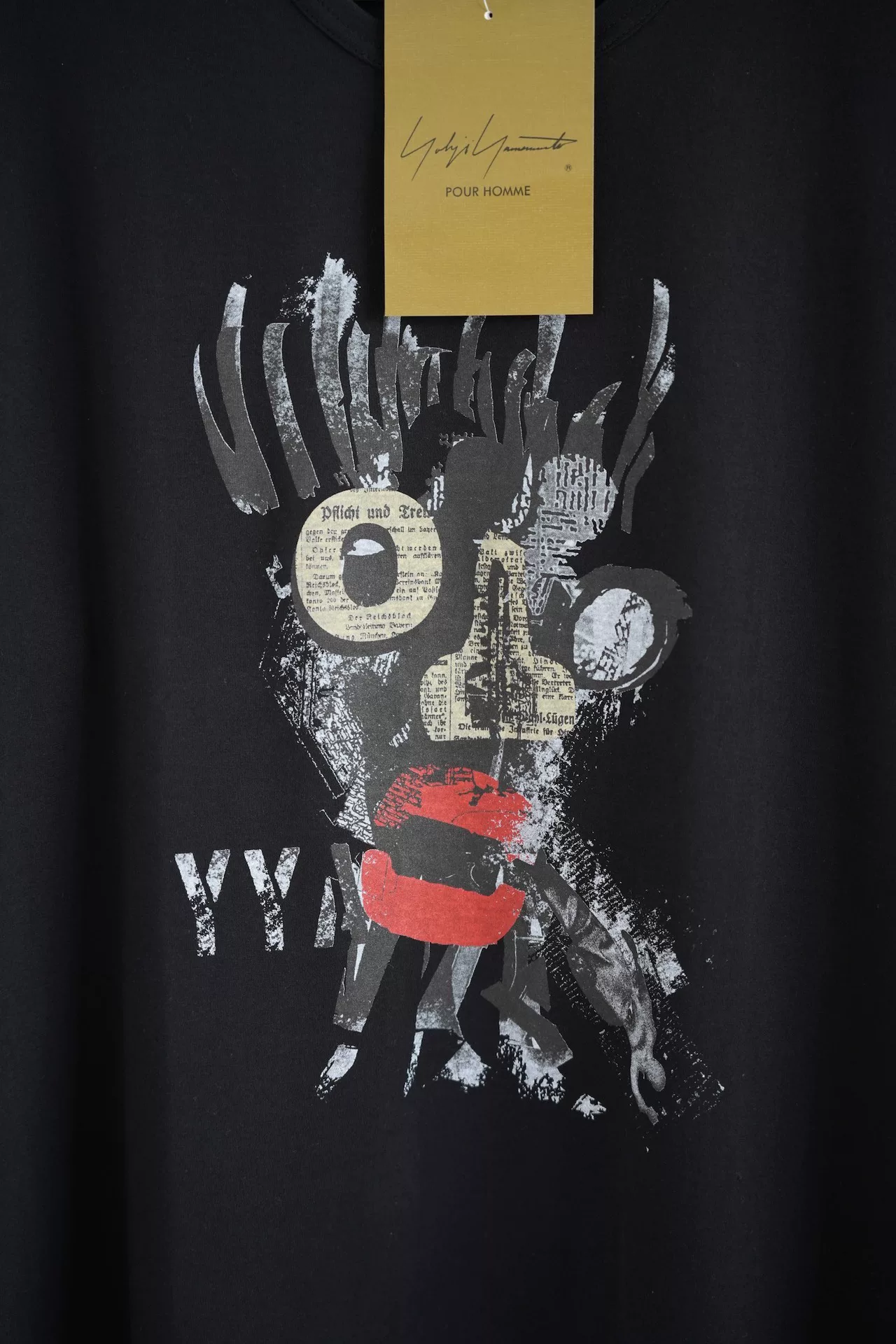 Yohji Yamamoto 24SS Newspaper Collage LS T-Shirt — back
