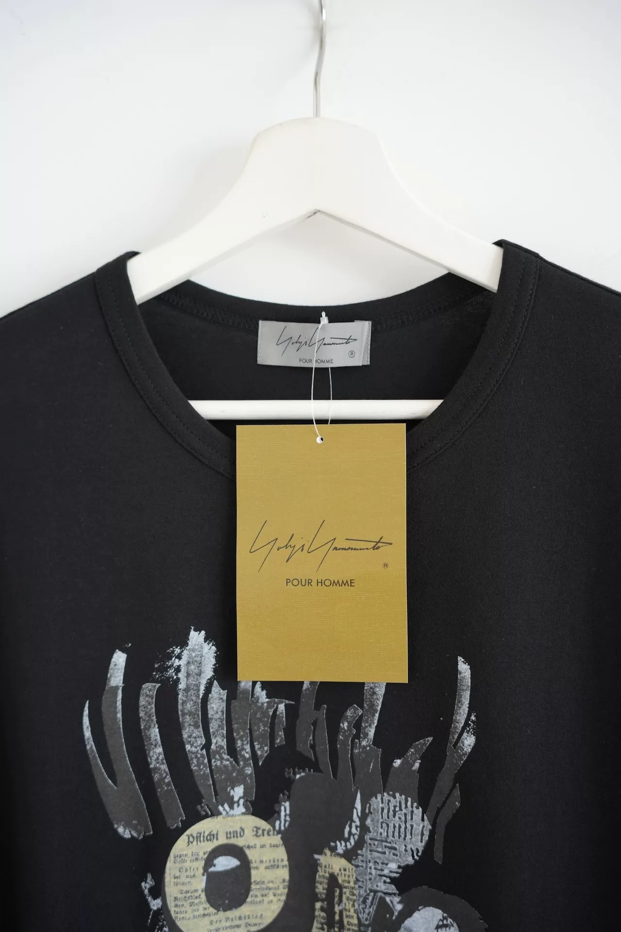 Yohji Yamamoto 24SS Newspaper Collage LS T-Shirt — label