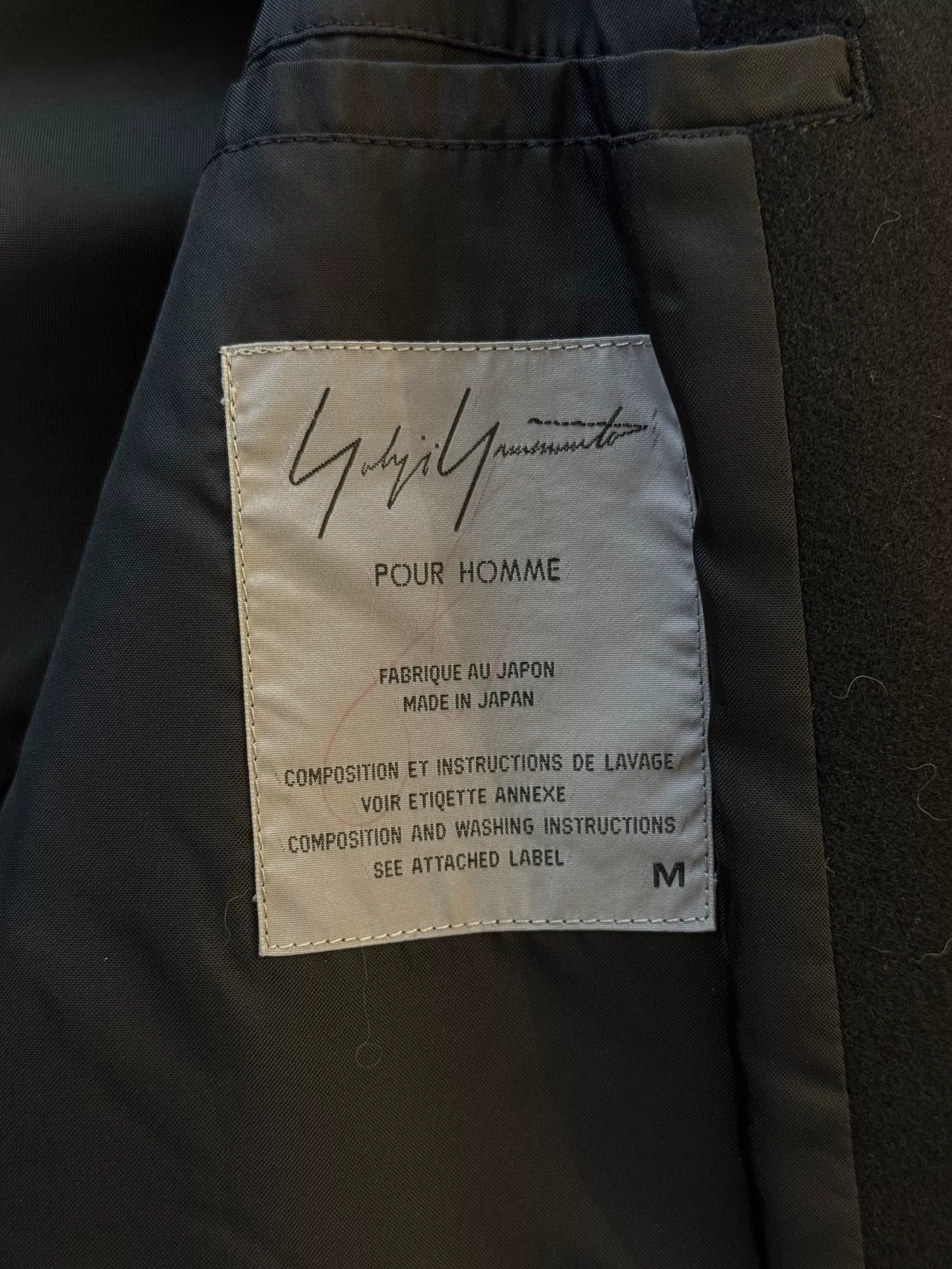Yohji Yamamoto 99aw Black Coat — detail