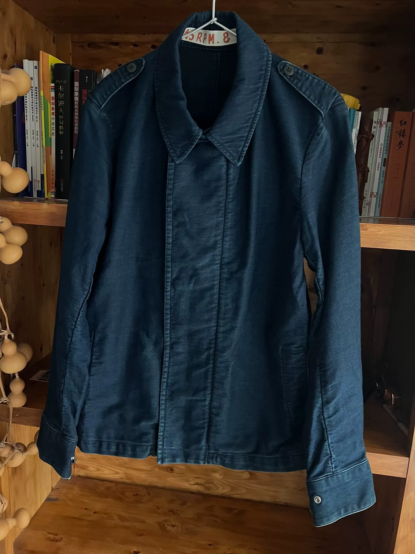 45rpm Indigo Washed Moto Jacket — detail