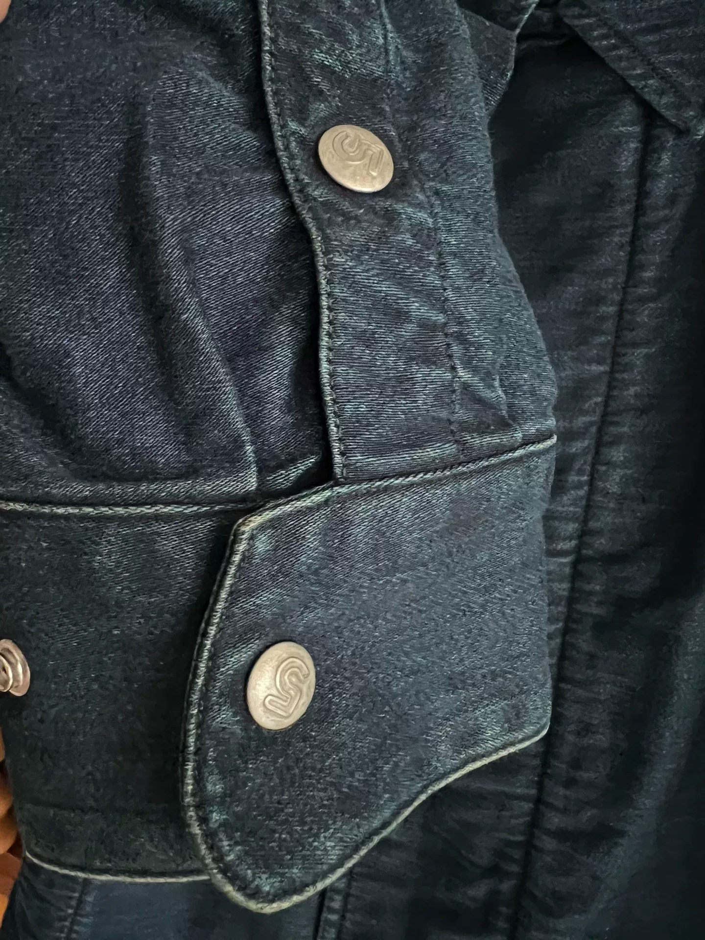 45rpm Indigo Washed Moto Jacket — label