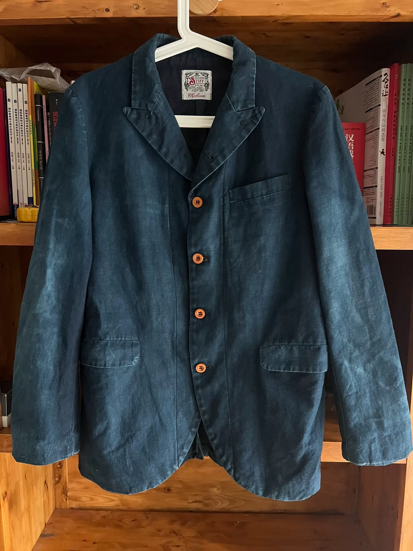 Retro Indigo Dyed Gunlapel Cotton Linen Jacket