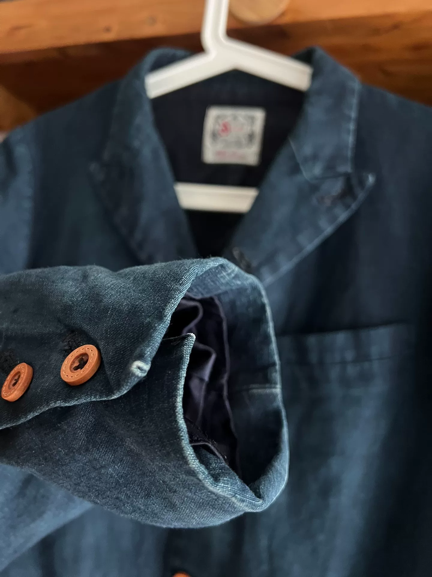 Retro Indigo Dyed Gunlapel Cotton Linen Jacket — back