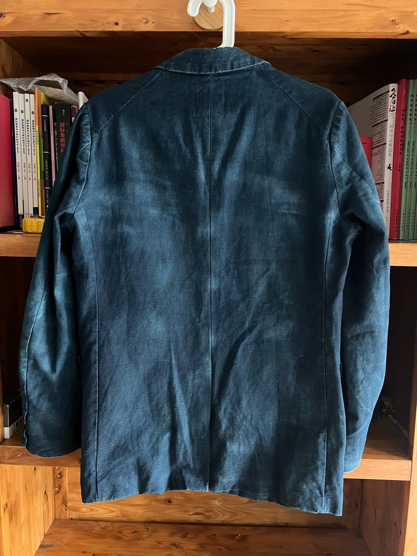 Retro Indigo Dyed Gunlapel Cotton Linen Jacket — label