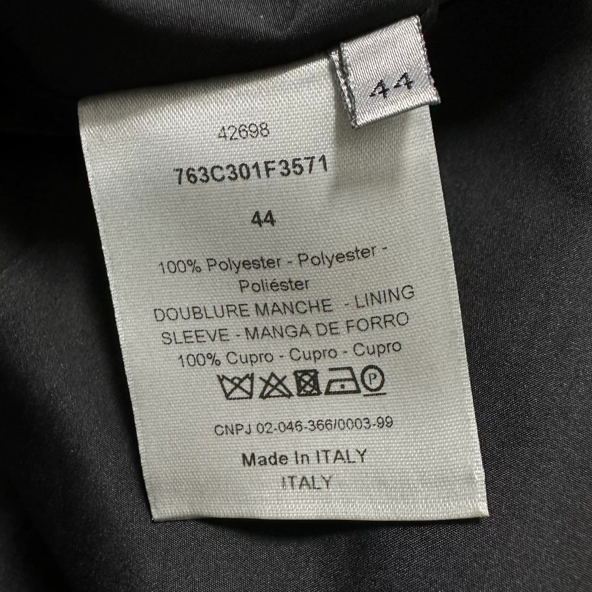 Dior Black Asymmetrical Zipper Jacket — label