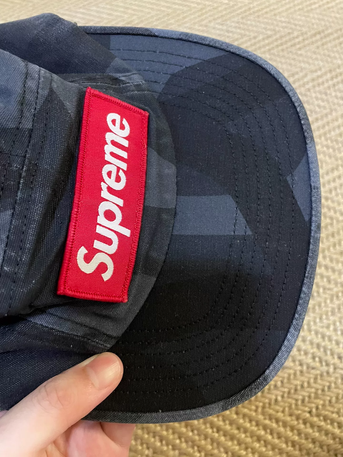Supreme Thorns Camouflage Camping Baseball Cap — label