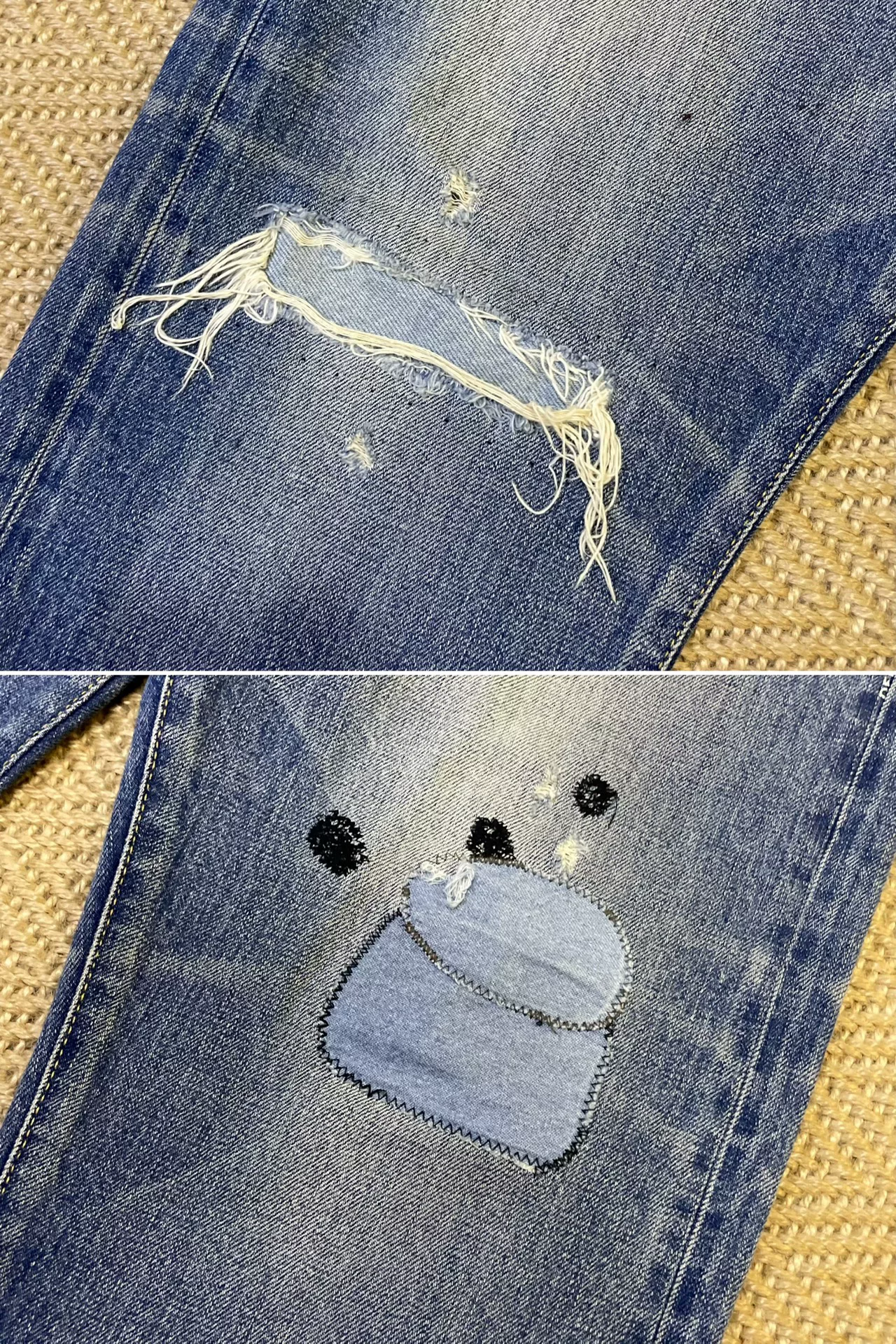 Vanquish Fragment Knife-Cut Washed Jeans — back