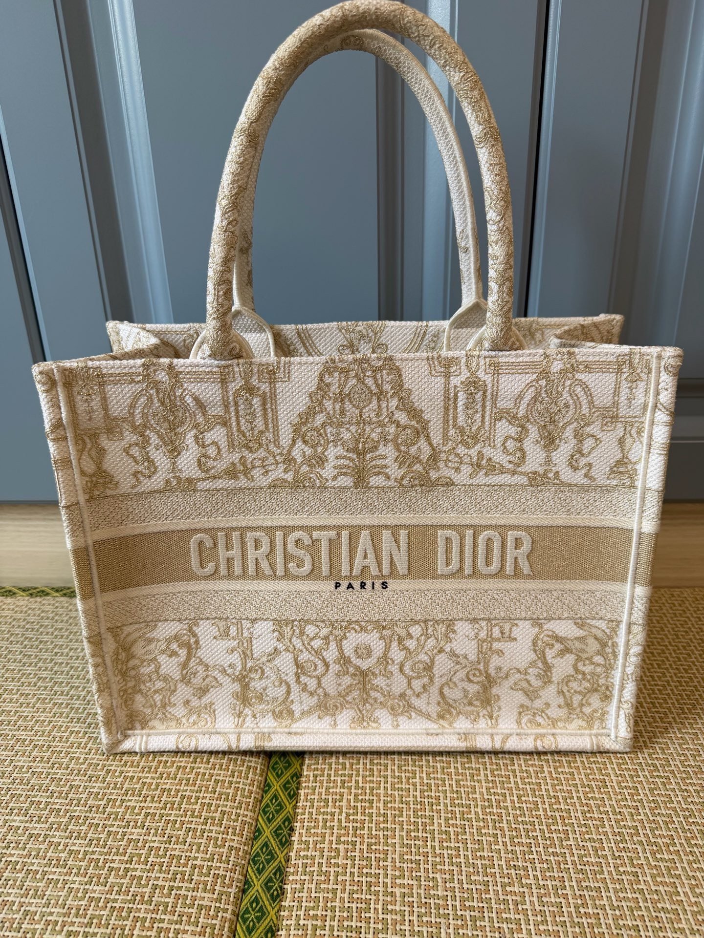 Dior Book Tote Beige Gold Embroidery