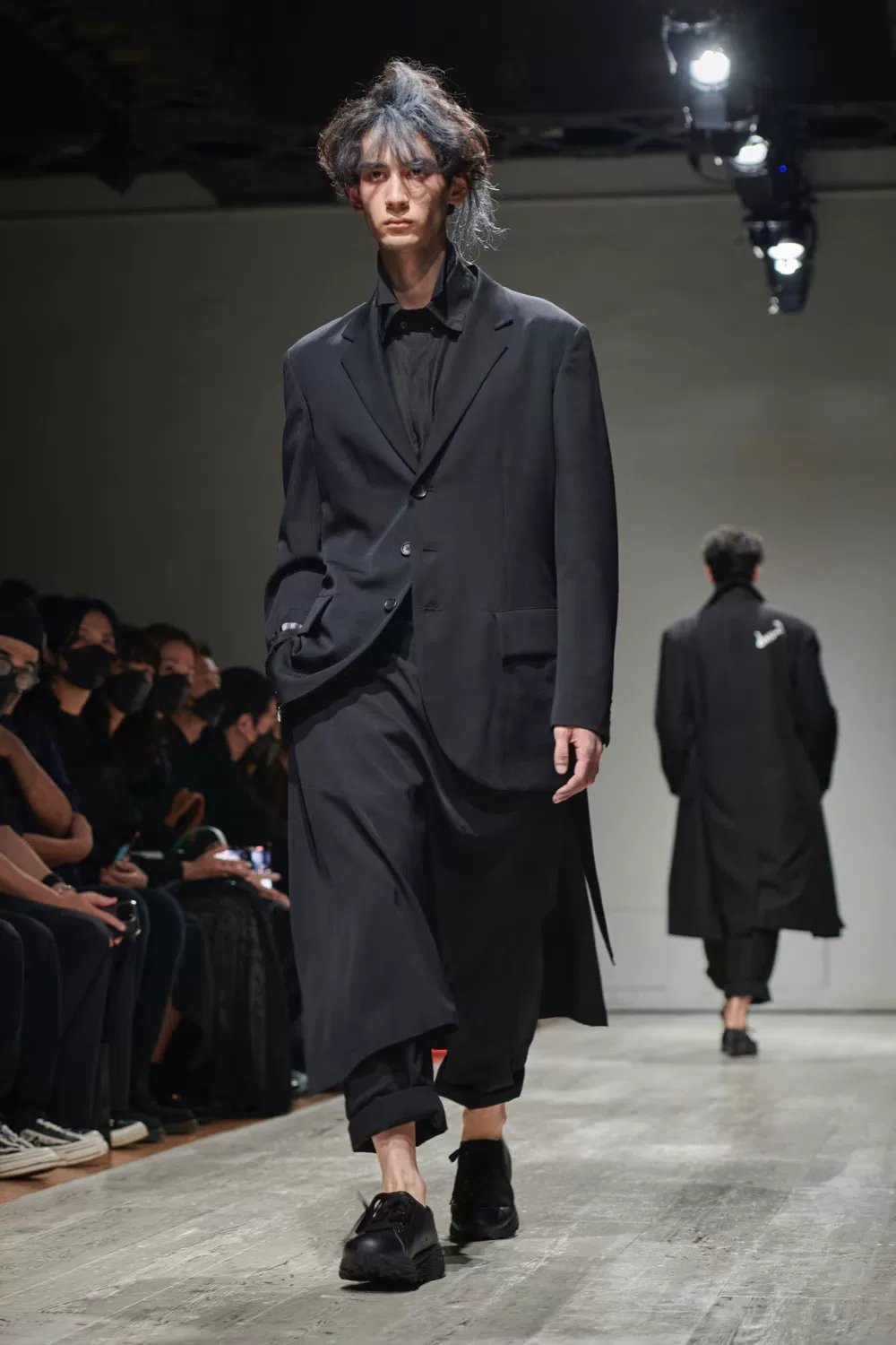 Yohji Yamamoto 23SS Pleated Belted Wool Coat — front