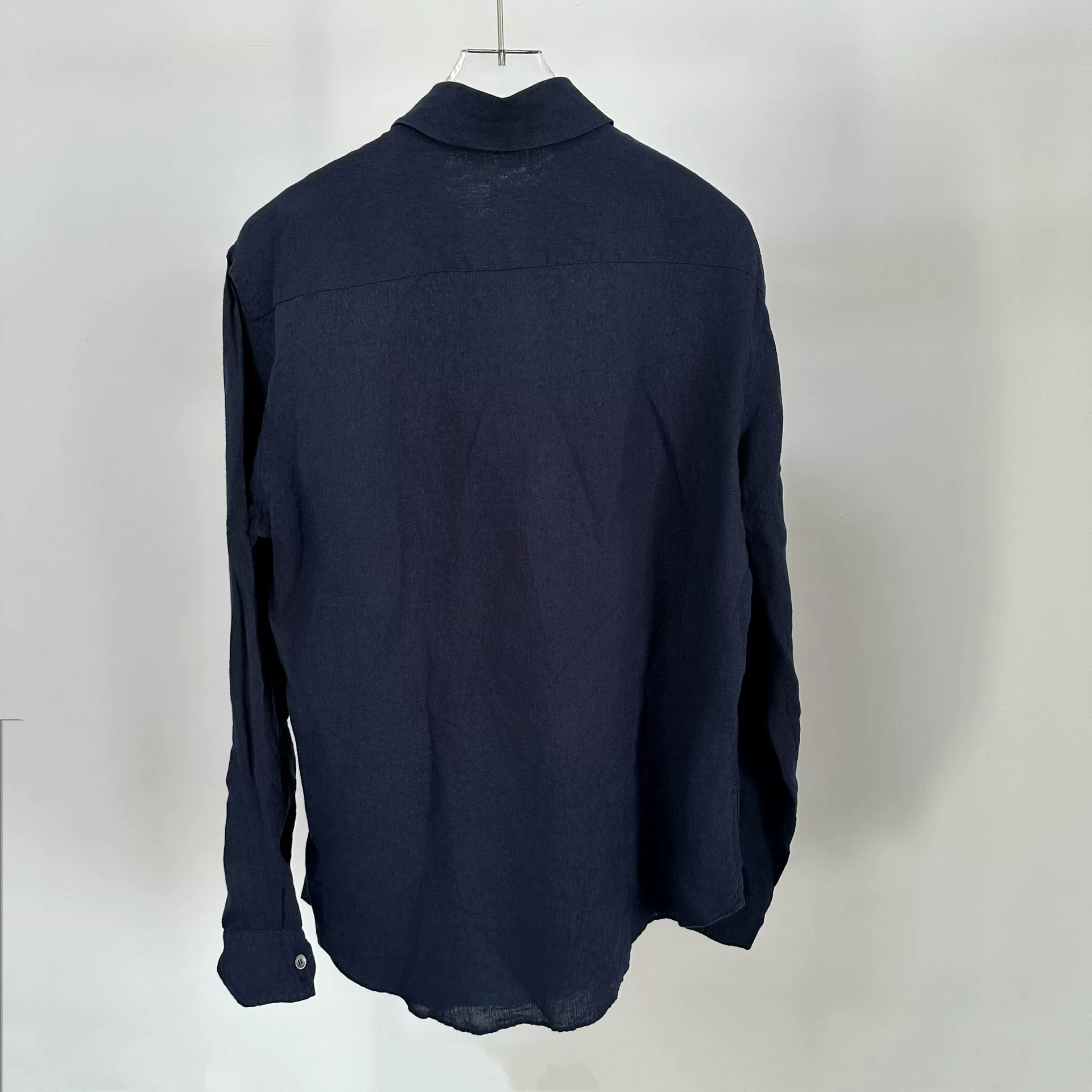 Giorgio Armani Dark Blue Linen Shirt — front